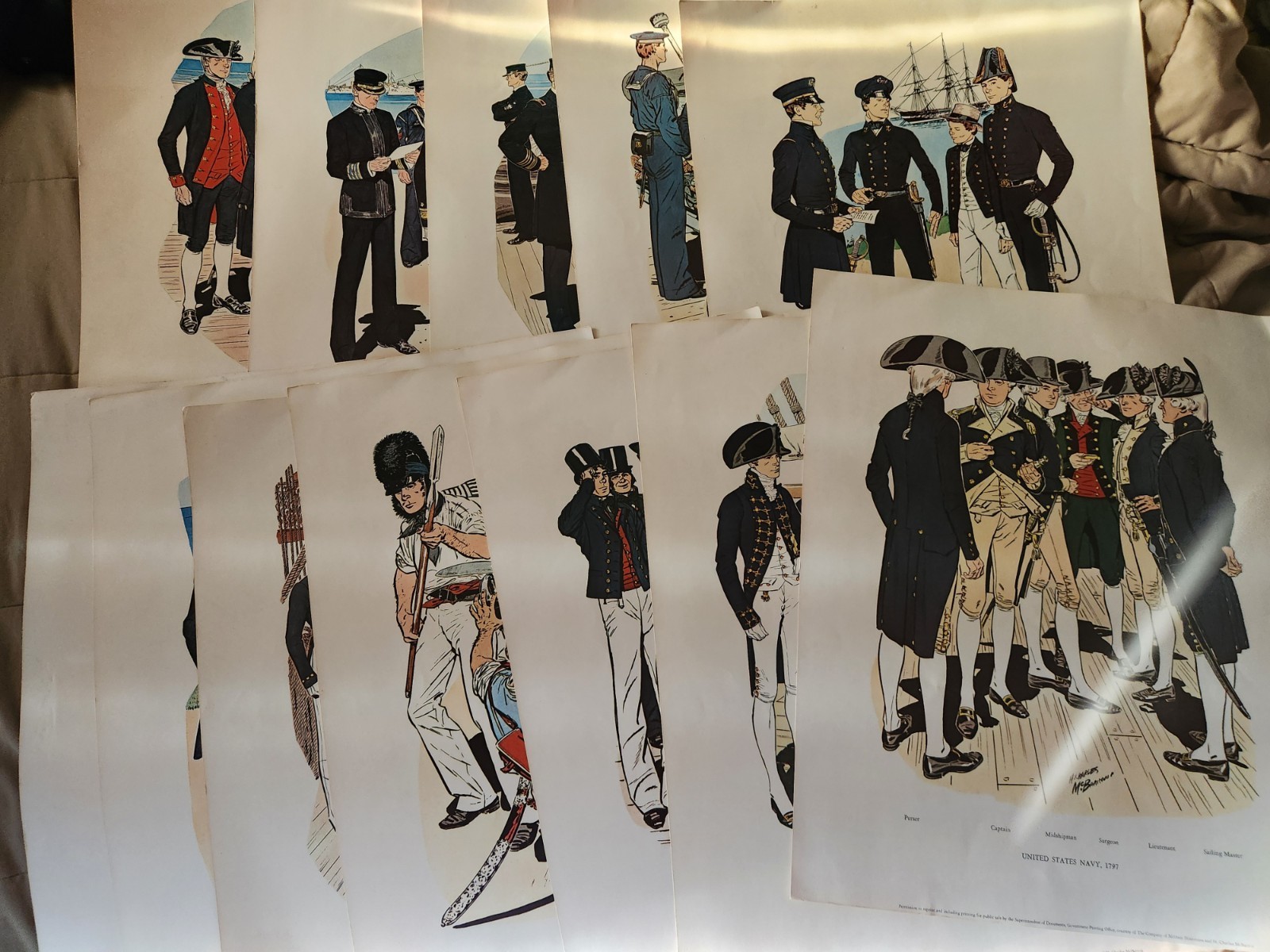 Vintage 1966 Uniforms of the United States Navy 1776-1898 Complete 12 Print Lot