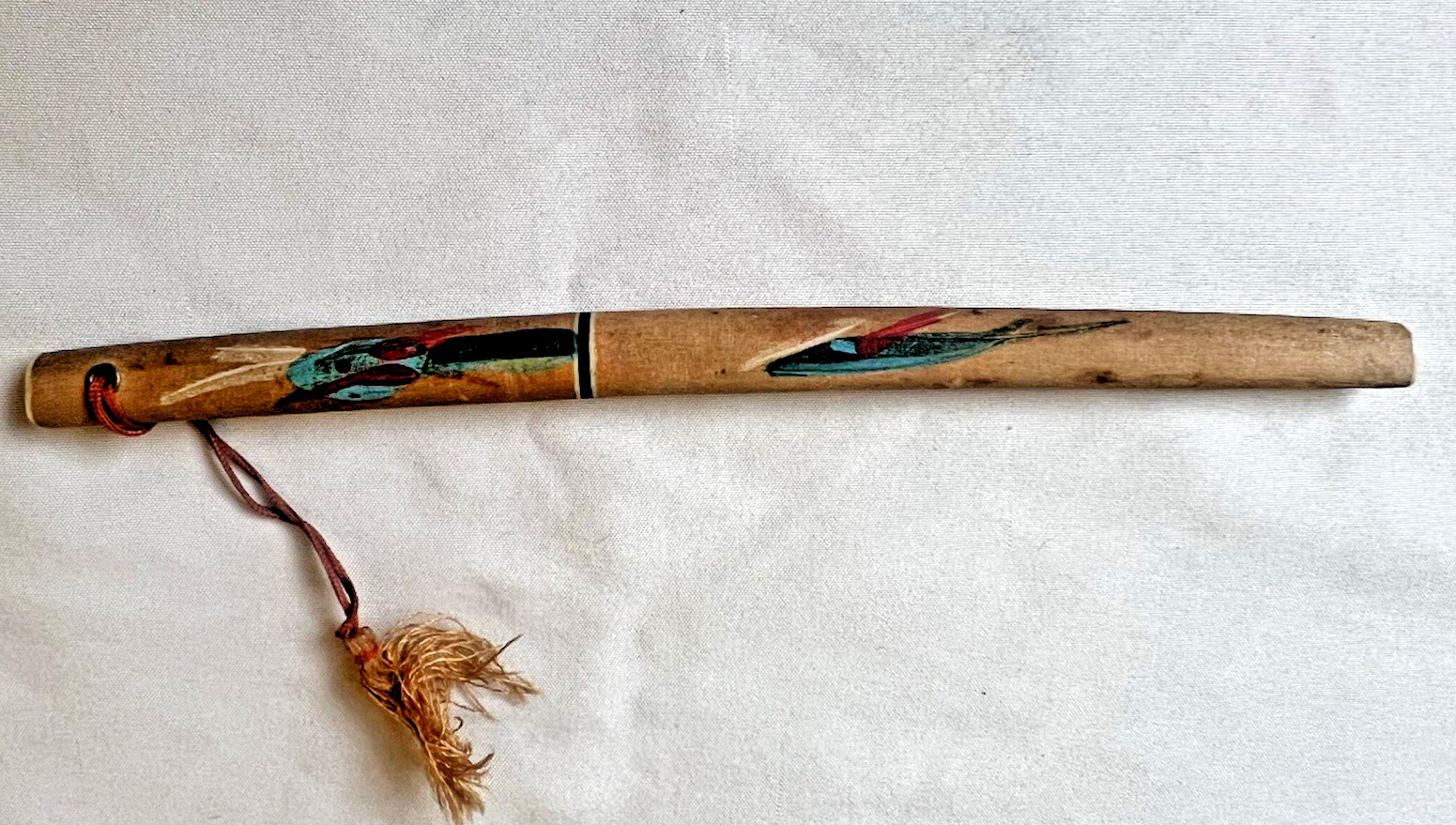 Vintage Japan Letter Opener Wood Handle Painted Mini Samurai Knife Sheath