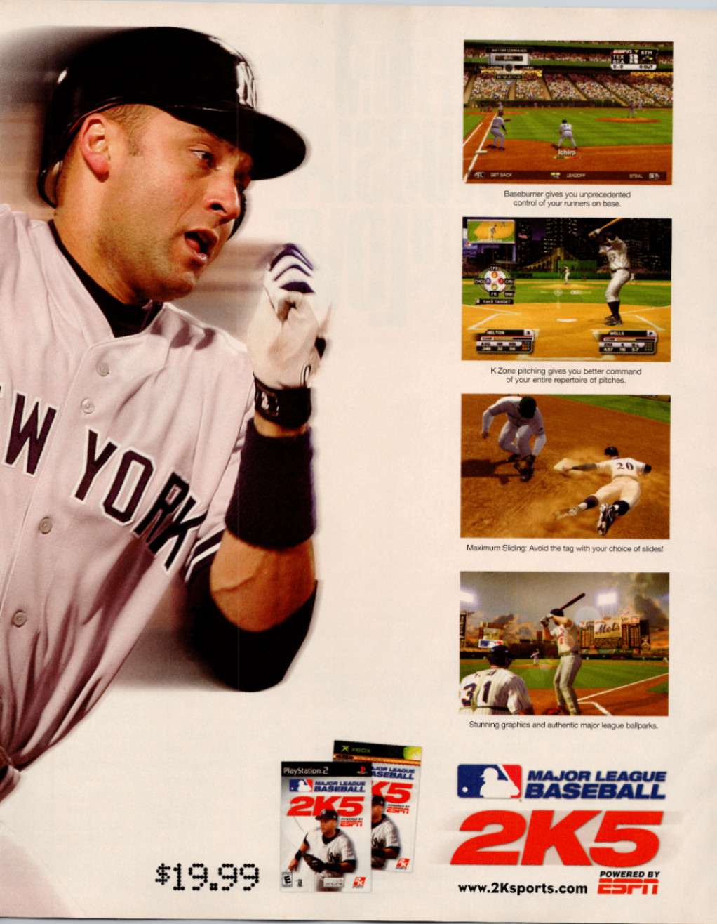 2K Sports MLB 2K5 Vintage Print Ad Poster Yankees Baseball Video Game 2004