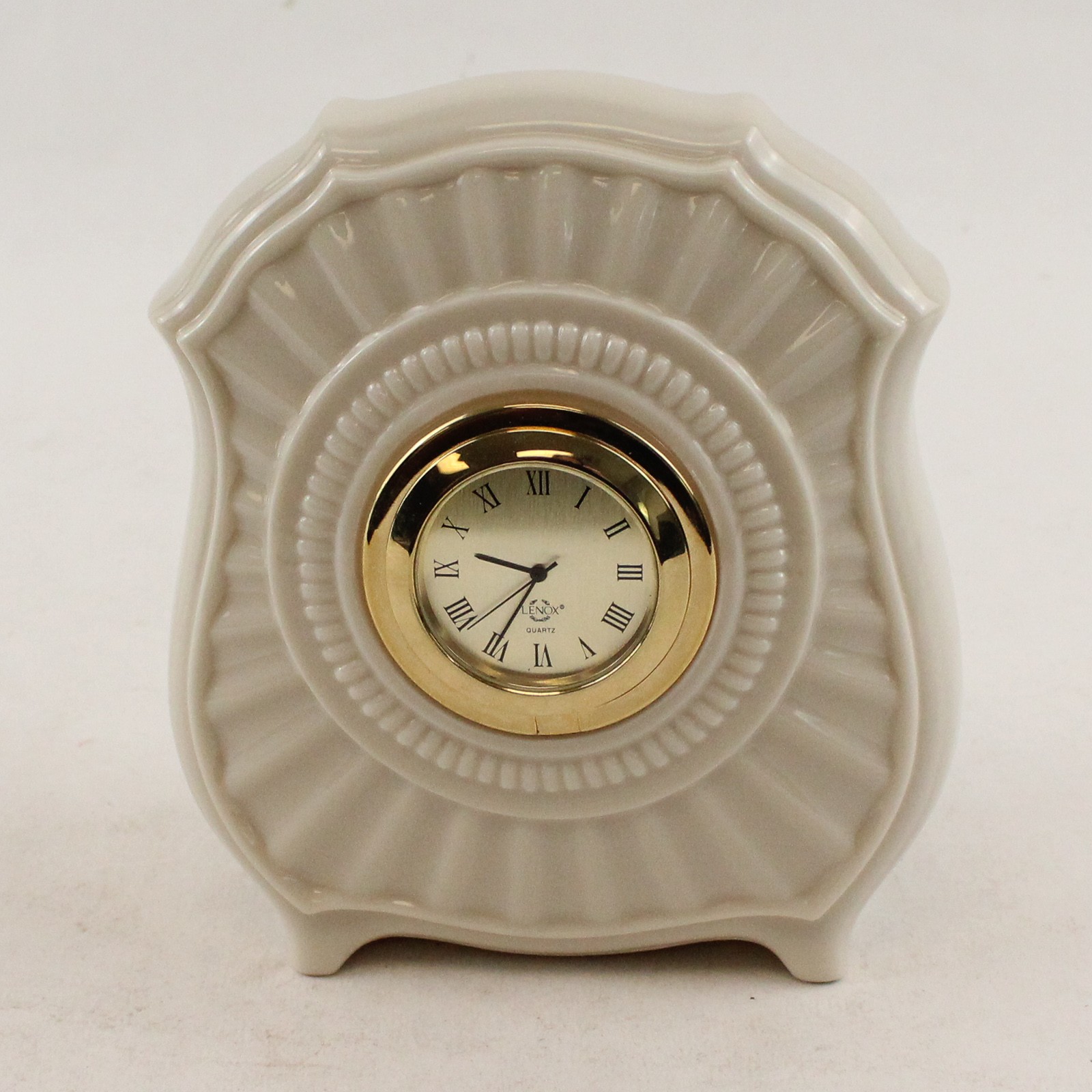 Vintage Lenox Ivory Porcelain Mantel Clock Gold Trim Not Working