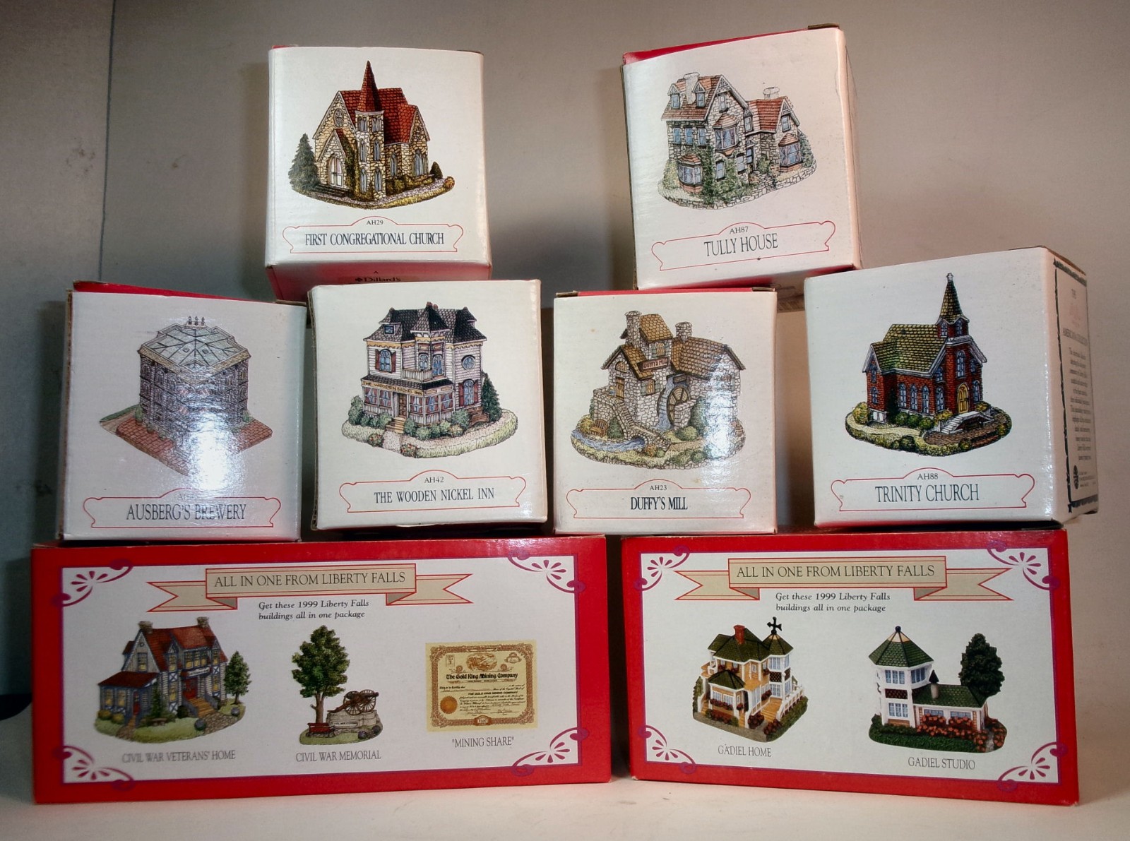 Vintage Lot of 10 Liberty Falls Americana Collection Village Buildings Boxed