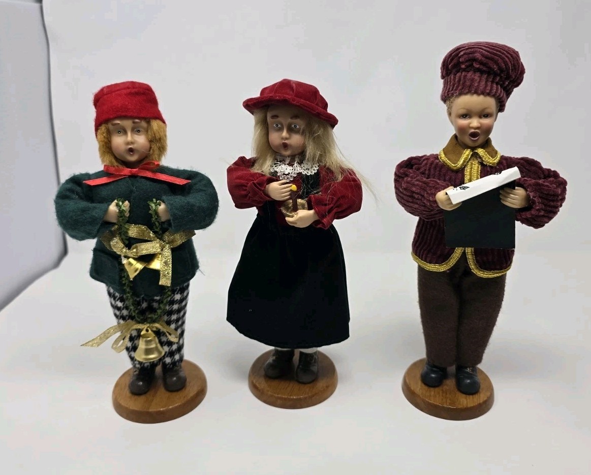 Vtg Christmas Carolers Holiday Singers Charming Victorian Children (Set Of 3)