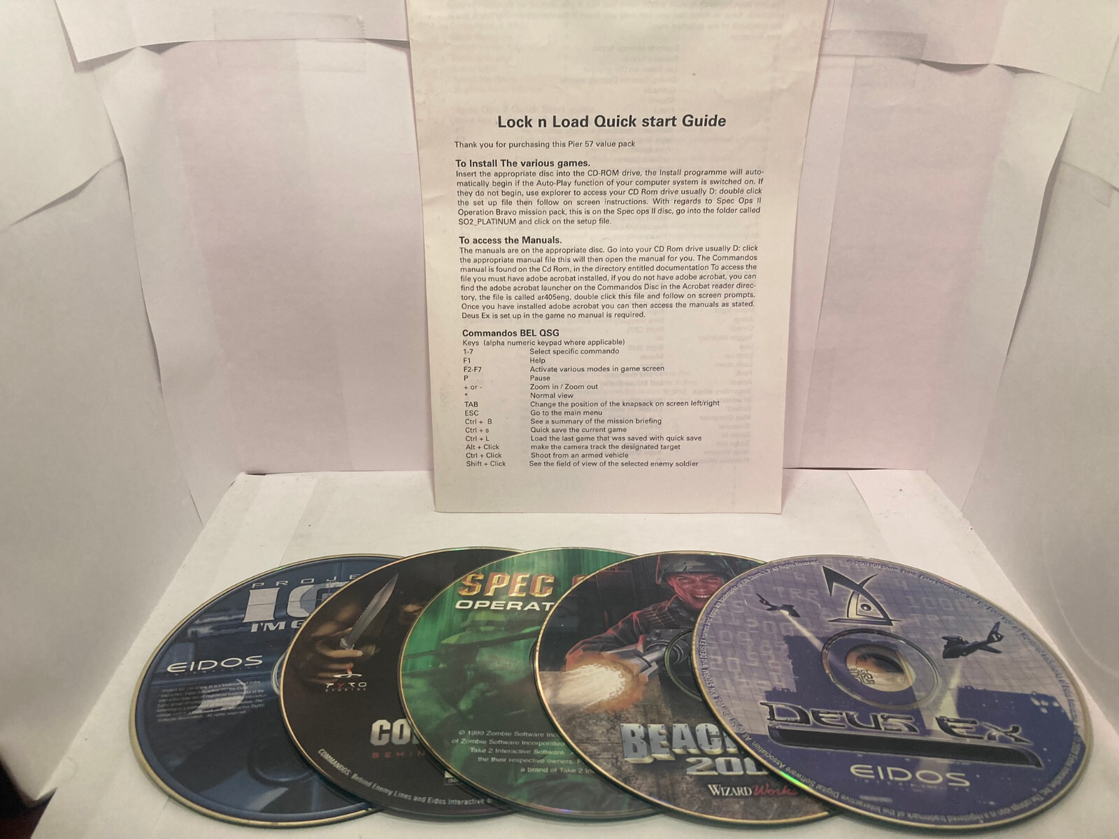 Vintage PC Games:Commandos, Project IGI, Special Ops 2, Deus Ex, Beach Head 2000