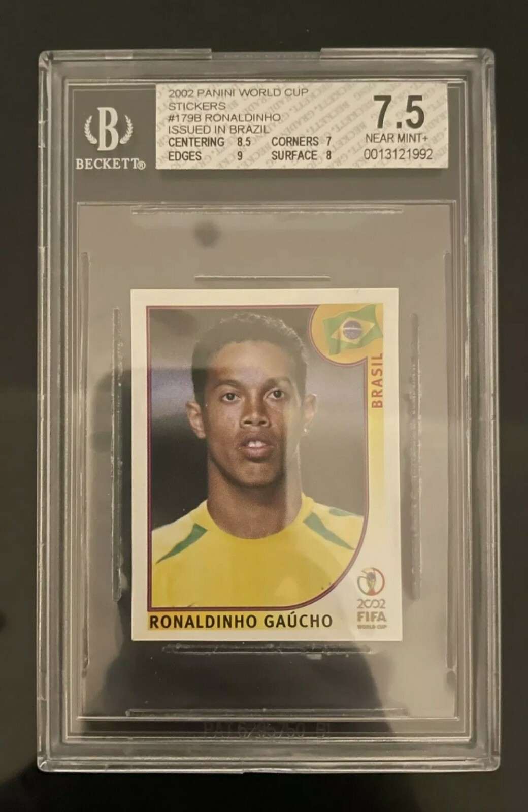 Ronaldinho Brazil 2002 Panini WC World Cup Korea Sticker Card #179 BGS 7. 5 