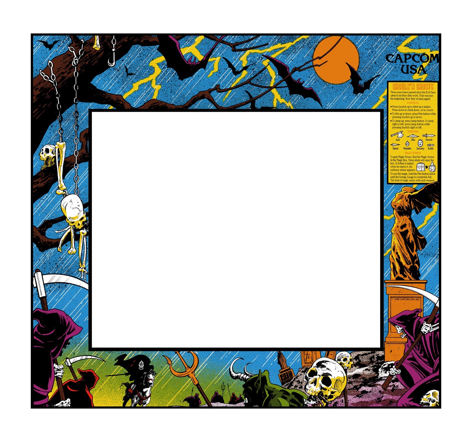 Ghouls 'N Ghosts Arcade Monitor Bezel Sticker Decal