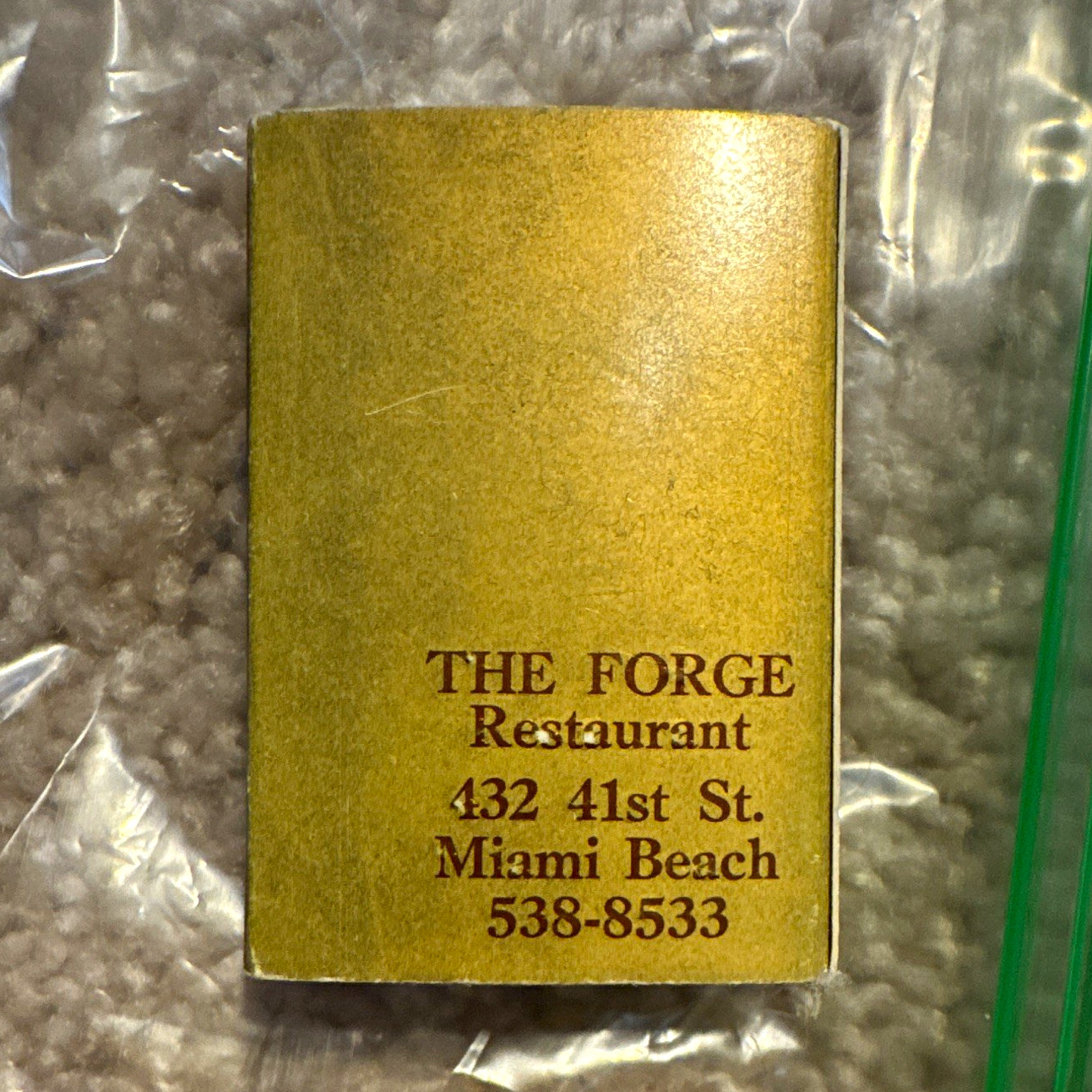 The Forge Restaurant Matchbook - Miami Beach FL 432 41st St Collectible