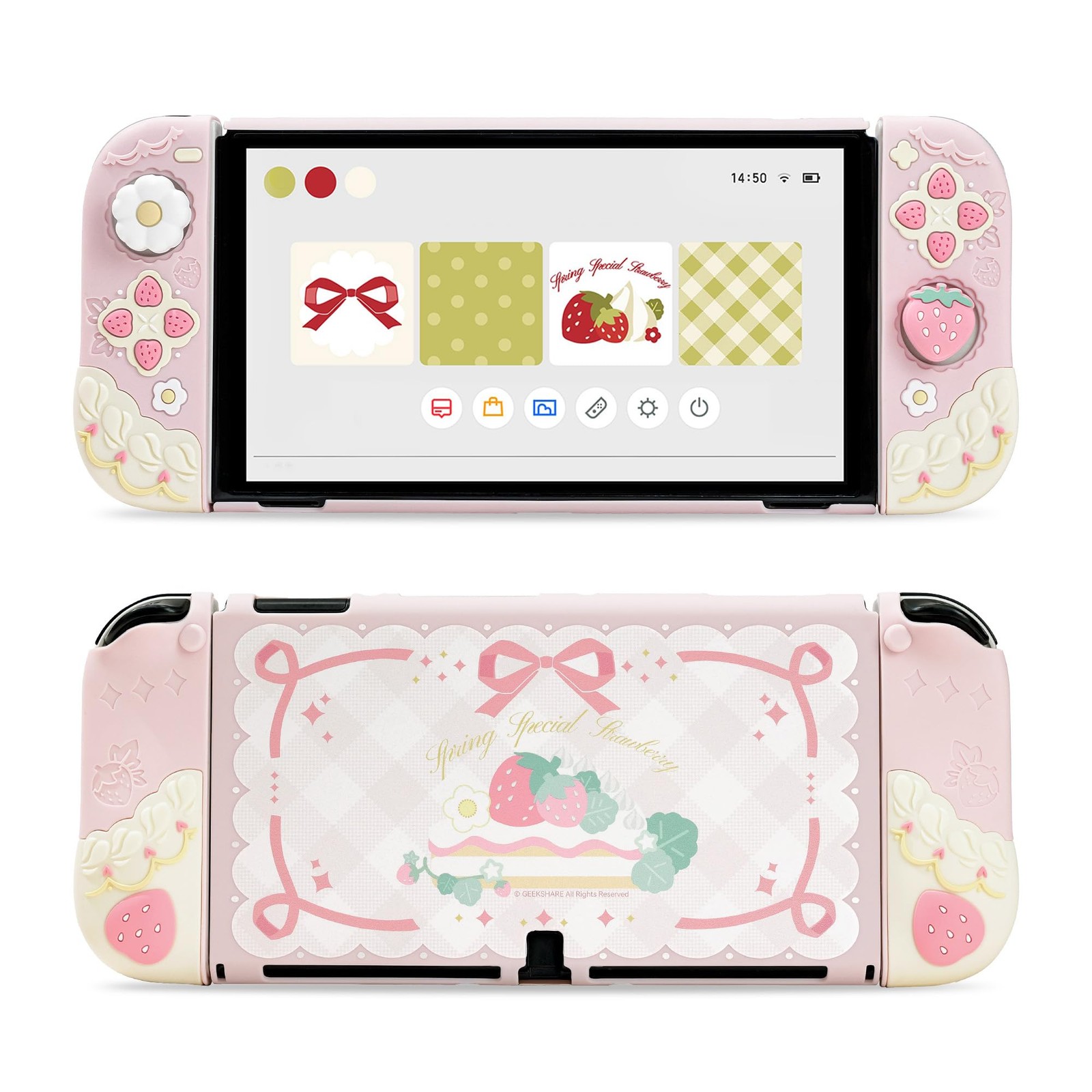 Geekshare Switch Oled Cover, With Switch Oled, Protective Cover, Two-Piece Desi_