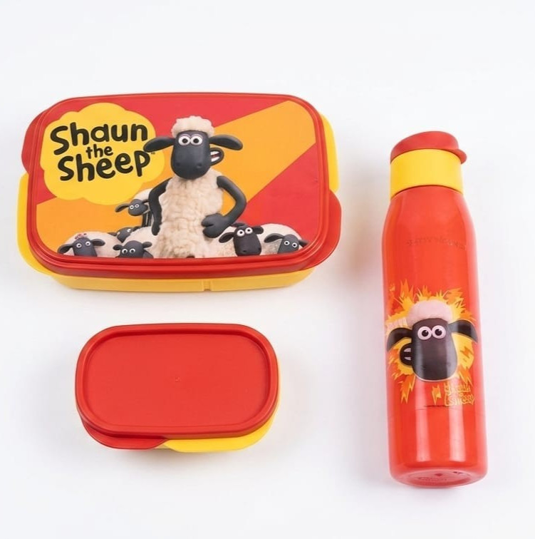 Tupperware Shaun the Sheep my lunch with flip bottle and inner container -New