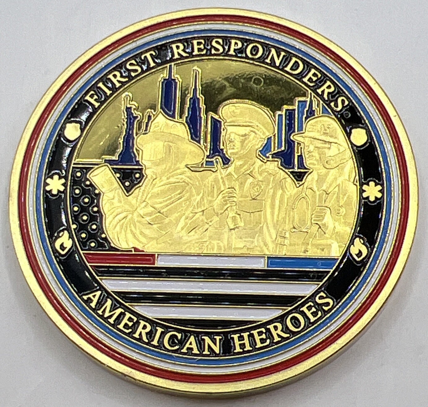 * First Responders Challenge Coin Real American Heroes Honor Service Sacrifice