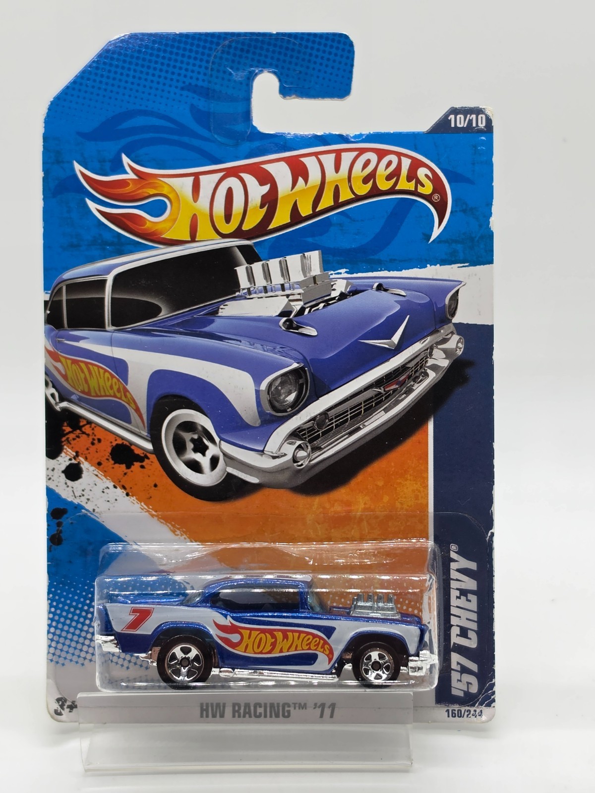 2011 Hot Wheels ’57 Chevy HW Racing Blue 10/10 #160/244