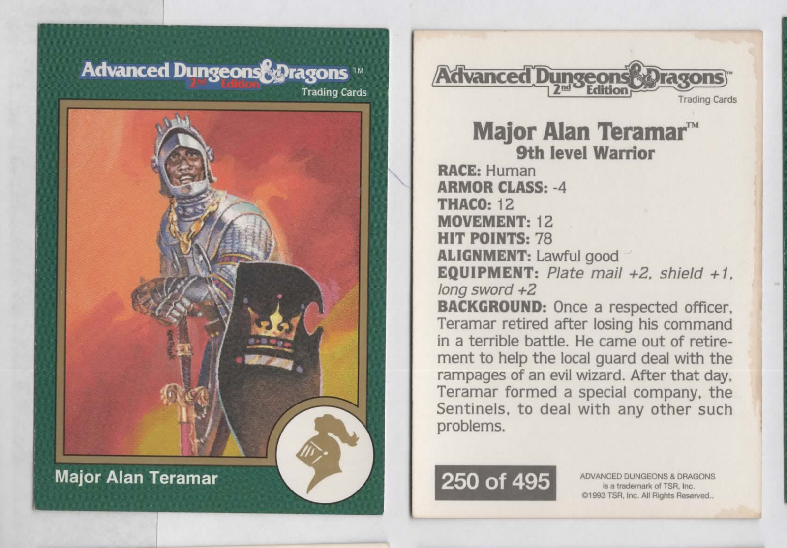 NEW UNCIRCULATED 1993 Gold Boarder TSR Advanced Dungeons & Dragons Singles