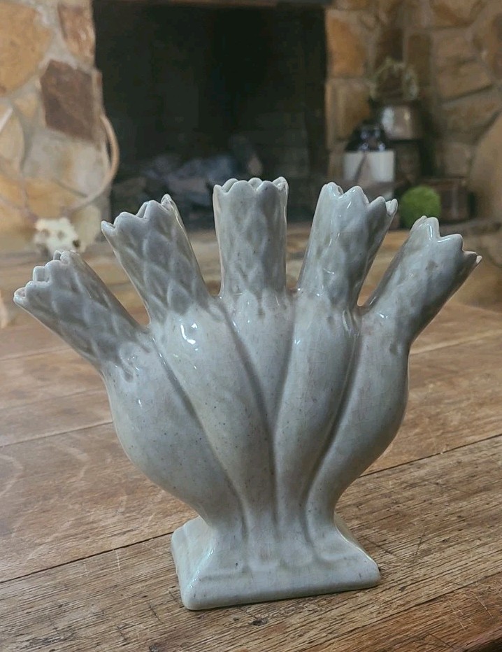 Vintage Five Finger Bud Vase Textured Ceramic Tulipiere Fan Vase PAS 7