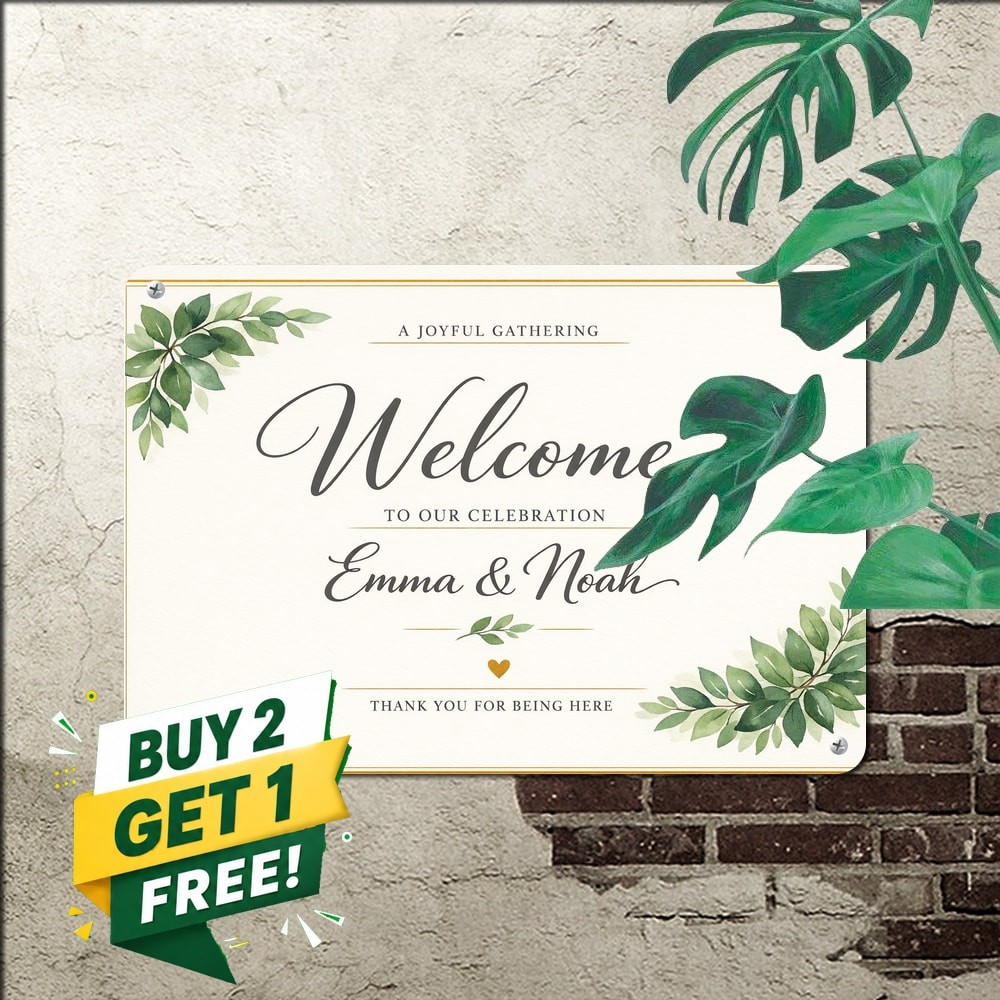 Personalized Welcome To Our Wedding Ceremony Metal Tin Sign Decor 8x12