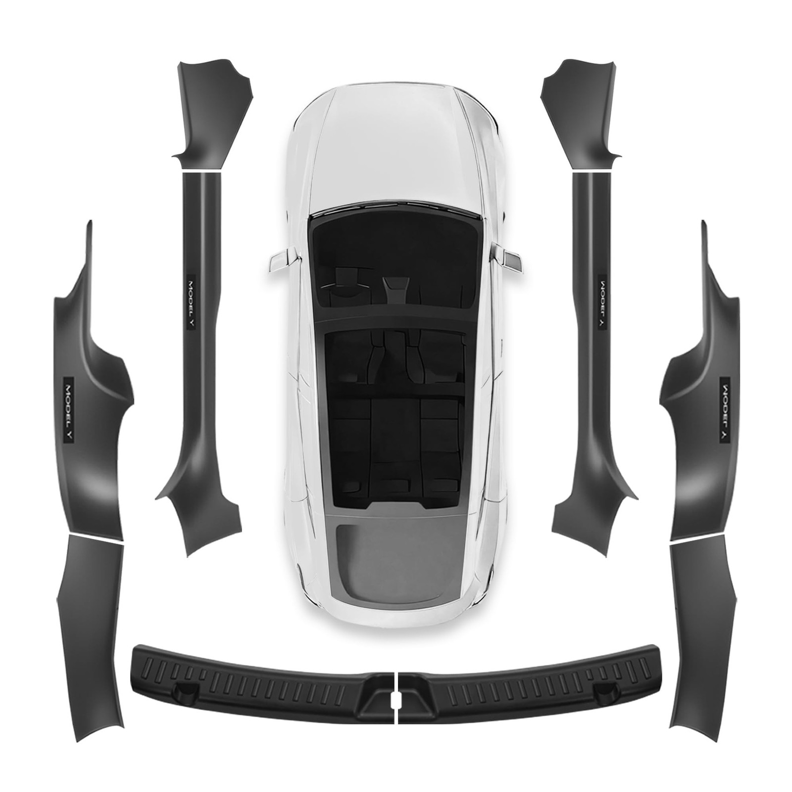 10Pcs for Tesla Model Y Juniper(2025-2026) Matte Black Door Sill Protector wi...