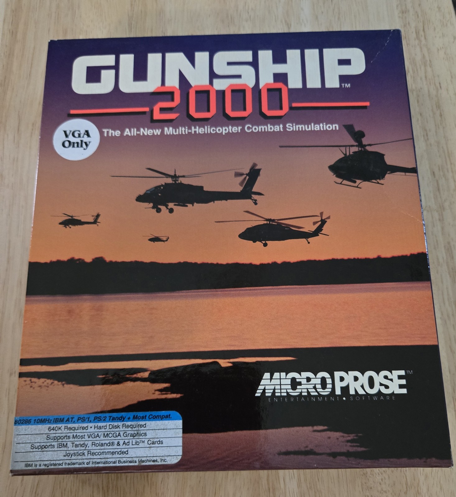 Vintage 1991 IBM Gunship 2000 Big Box   Manual and 5.25