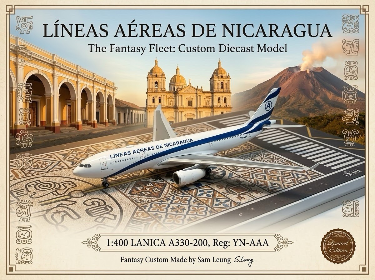 JC Wings 1:400 LANICA A330-200 YN-AAA Nicaragua Airlines Custom Diecast Model