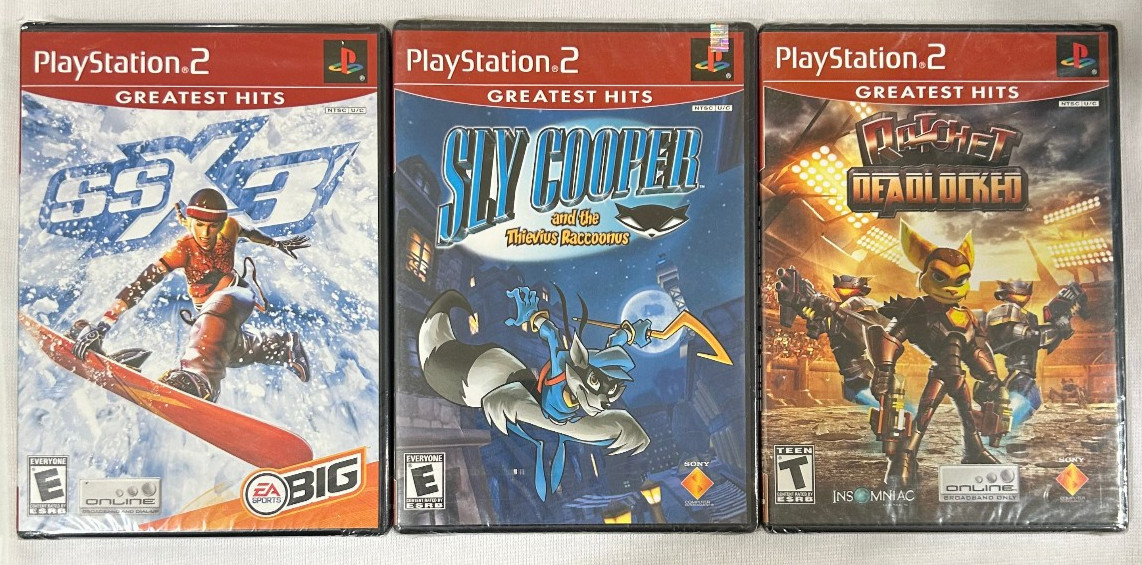 PS2 Greatest Hits: SSX 3, Sly Cooper, Ratched Deadlocked BRAND NEW/SEALED