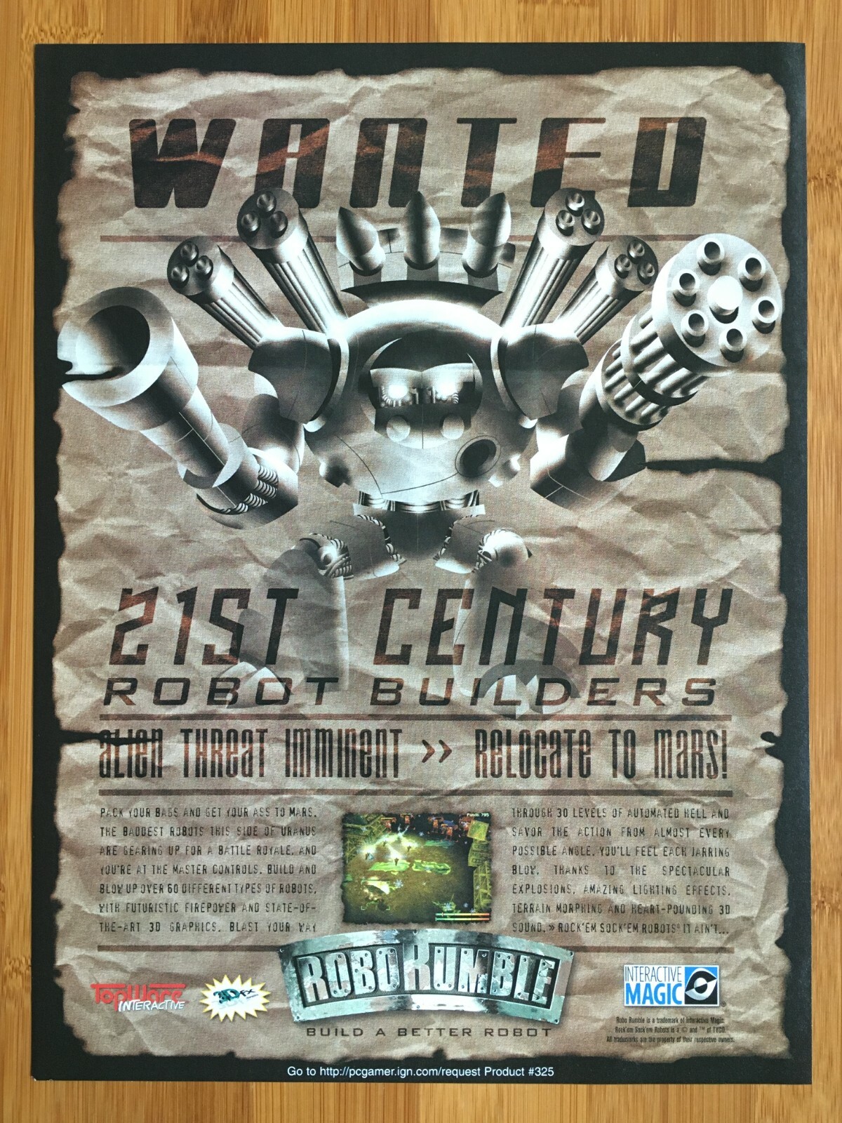 Robo Rumble PC 1998 Vintage Print Ad/Poster Official Authentic RoBoRumble Art