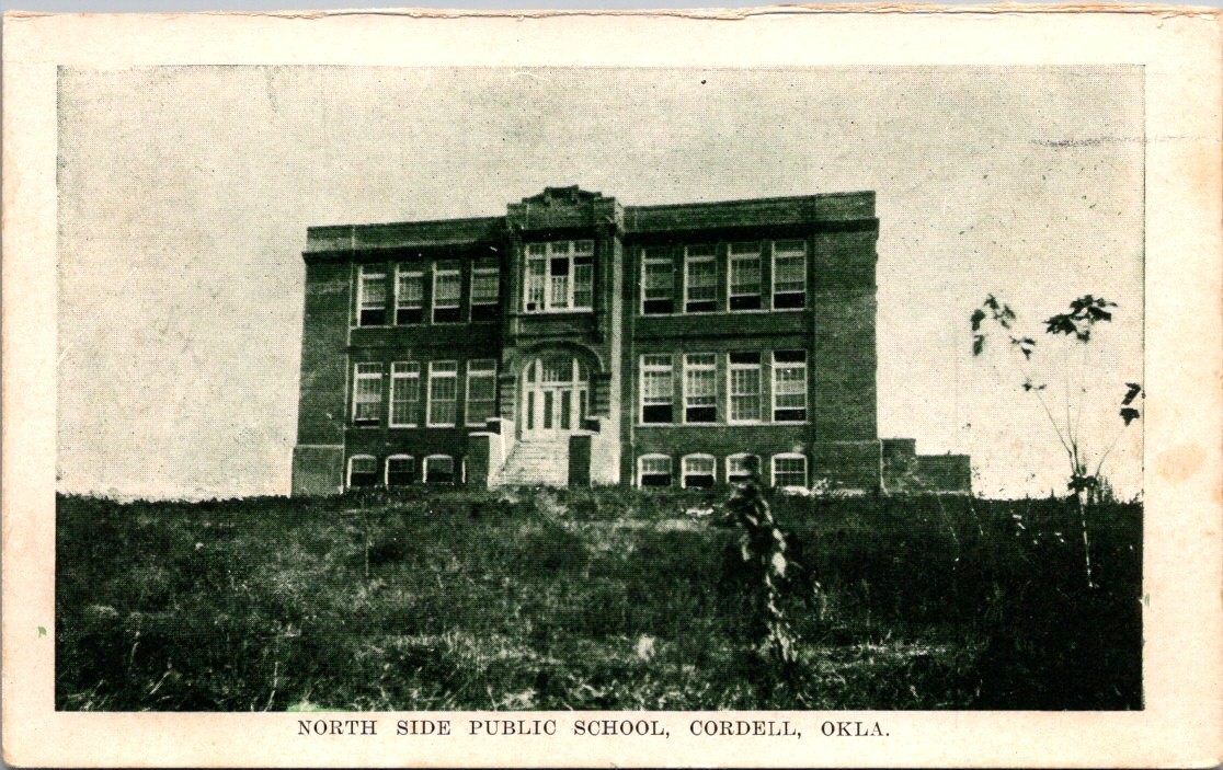 Cordell Oklahoma North Side Public School Three Story Brick Building Postcard