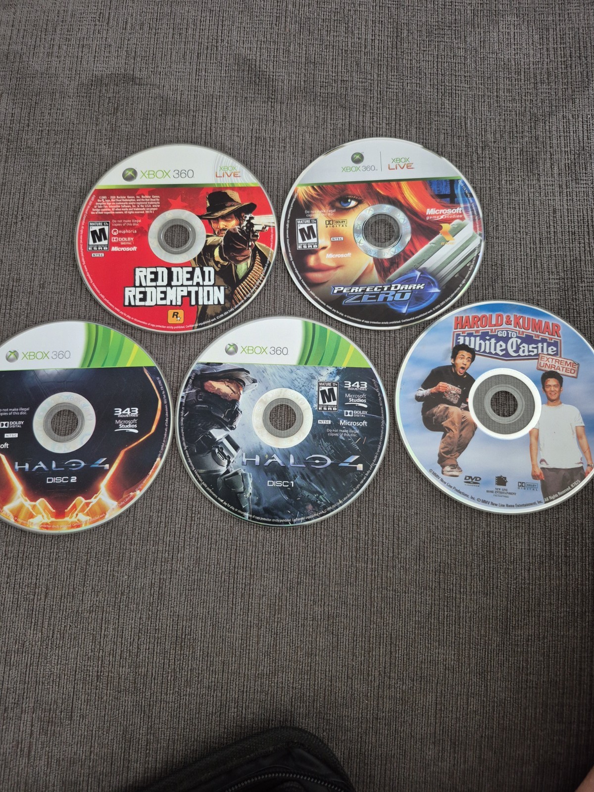 XBOX 360 4 Game Bundle, Includes Halo 4 , Perfect Dark Zero and more**