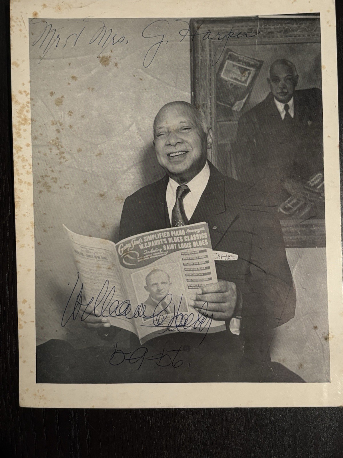 W.C. Handy Autographed Inscribed Photo 1956
