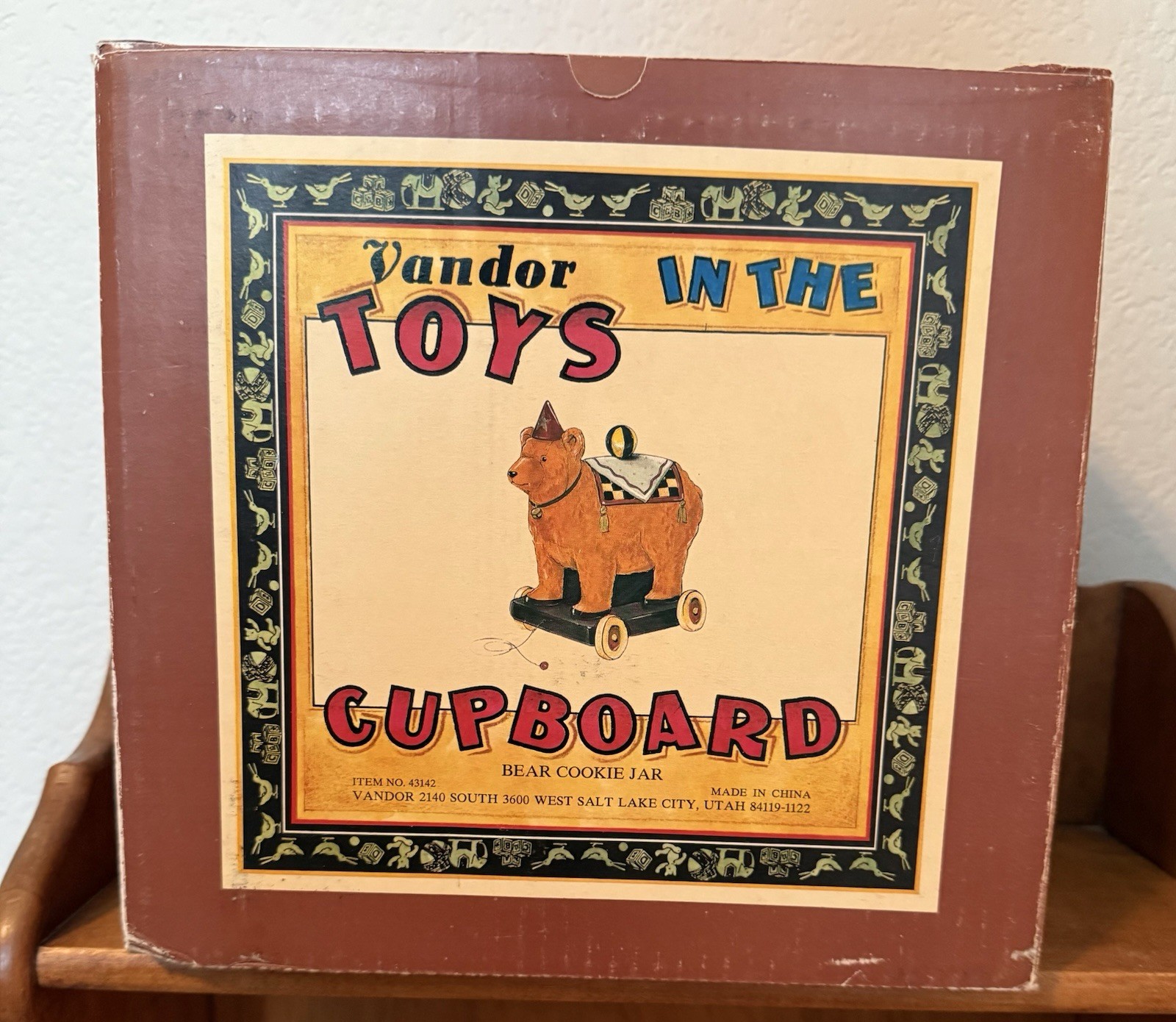 Vandor 1997 Circus Bear Pull Toy Cookie Jar 