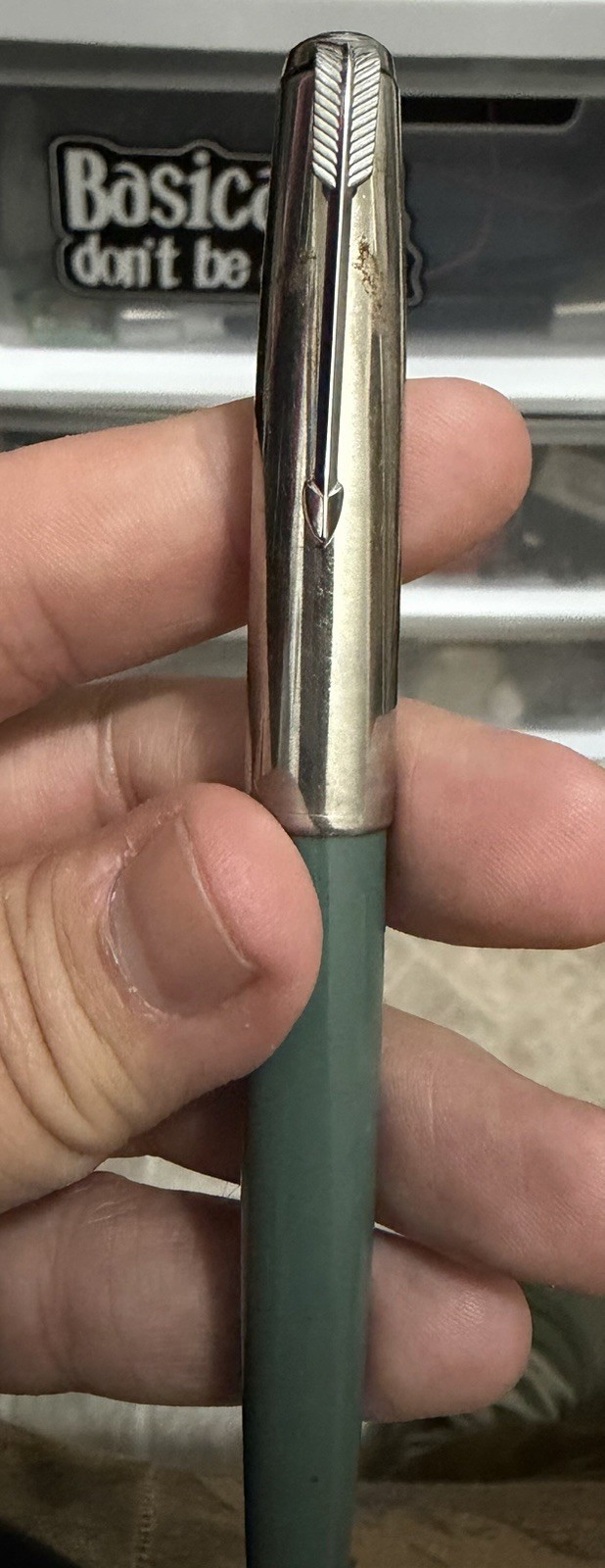 1960\'s Parker 51 Black Jewel Chrome Cap Dove Grey Body AS IS UNTESTED