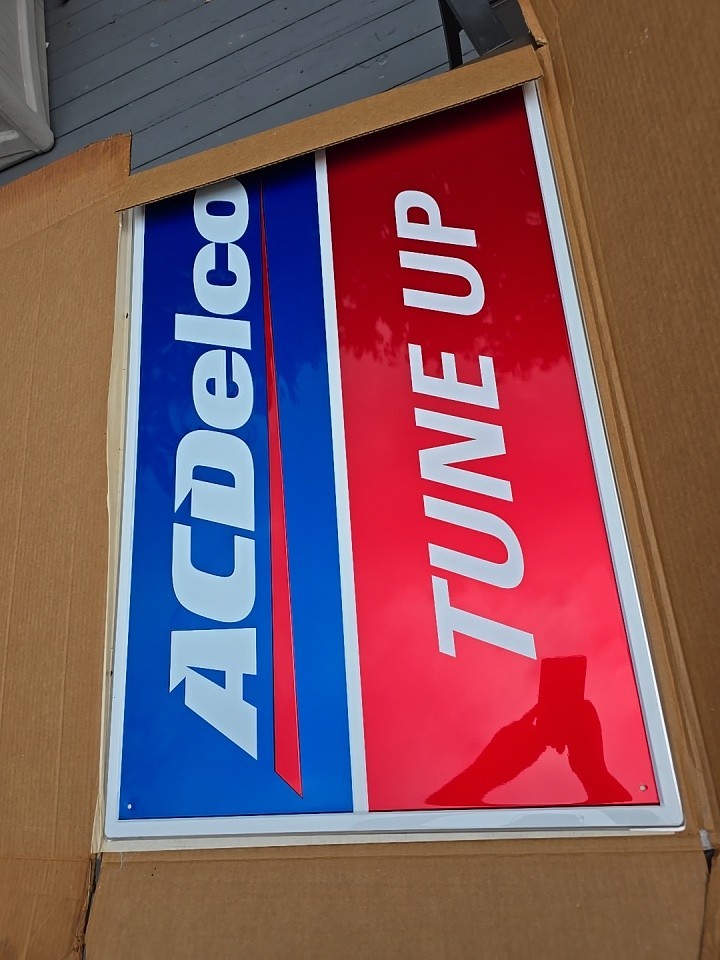 NOS Original Vintage AC Delco Tune -up Metal Sign - 36 X 24 Inches Stout Sign Co