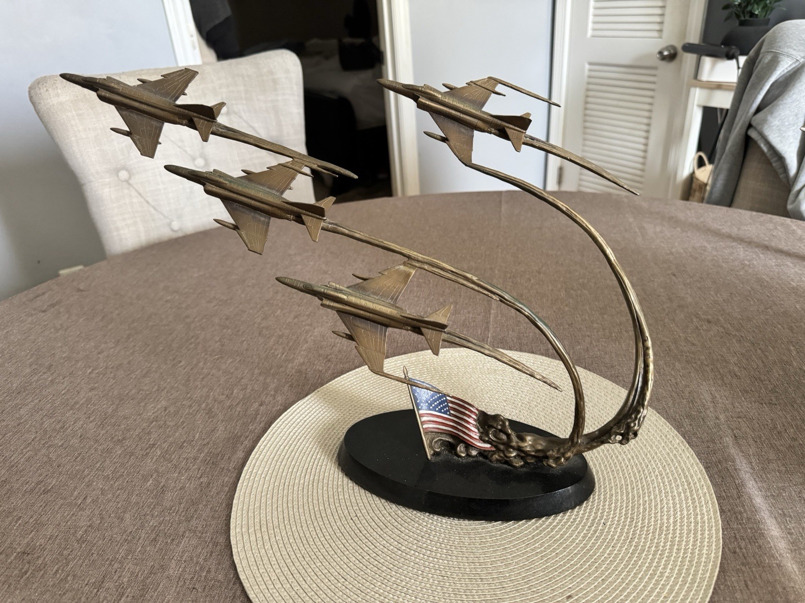 Franklin Mint “Flight Of Remembrance” Bronze Sculpture 4 F-4 Phanton Jet Flying 