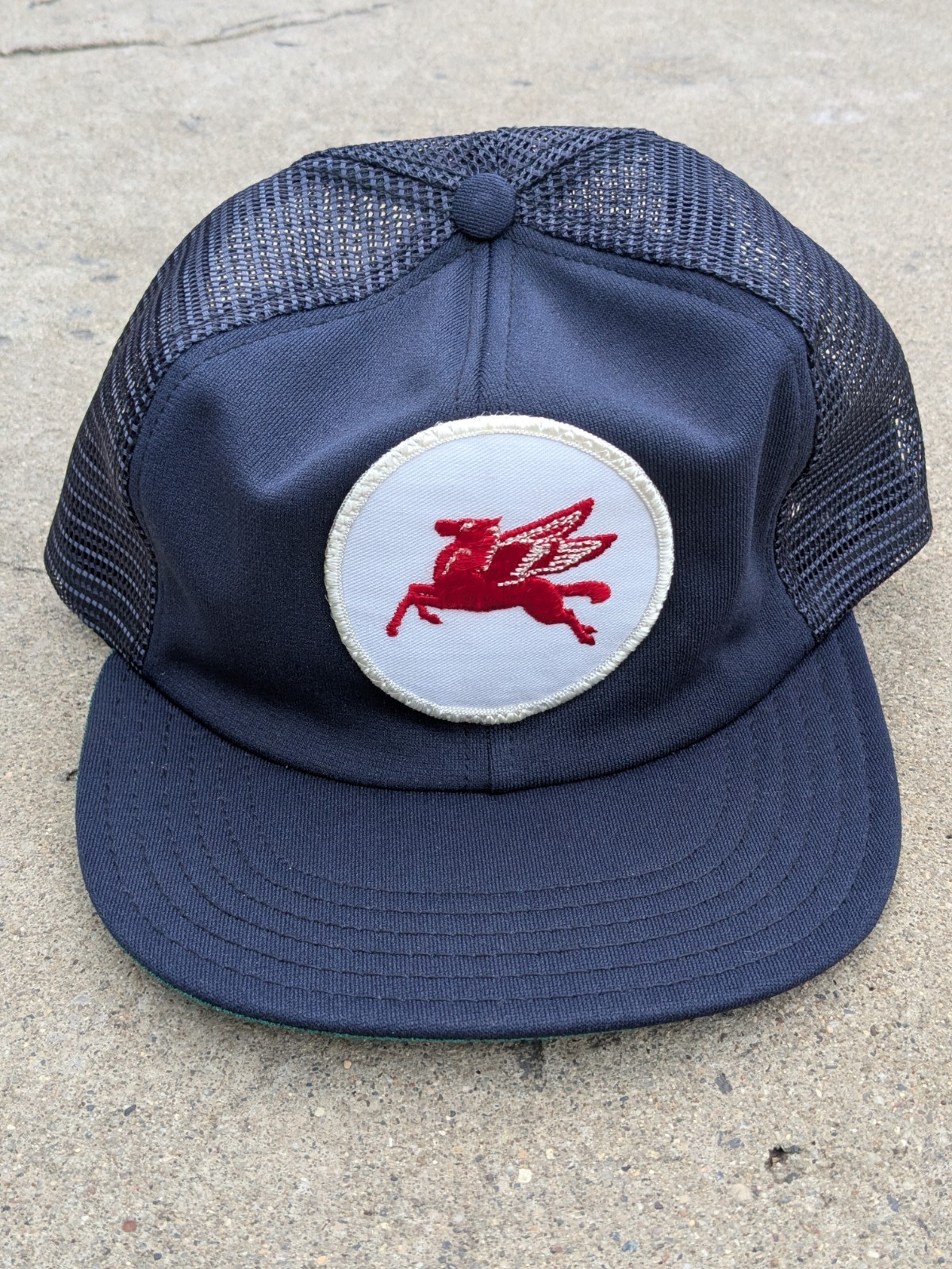 Vintage Mobil Oil Gas Blue Snapback Hat Cap Trucker Mesh One Size USA 🔥🔥🔥