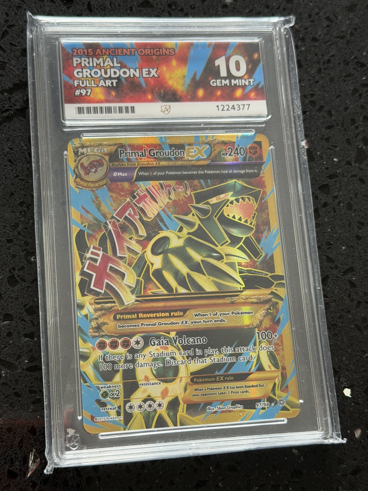 Primal Groudon EX - Ancient Origins - 97/98 - ACE 10 - PERFECT SUBGRADES