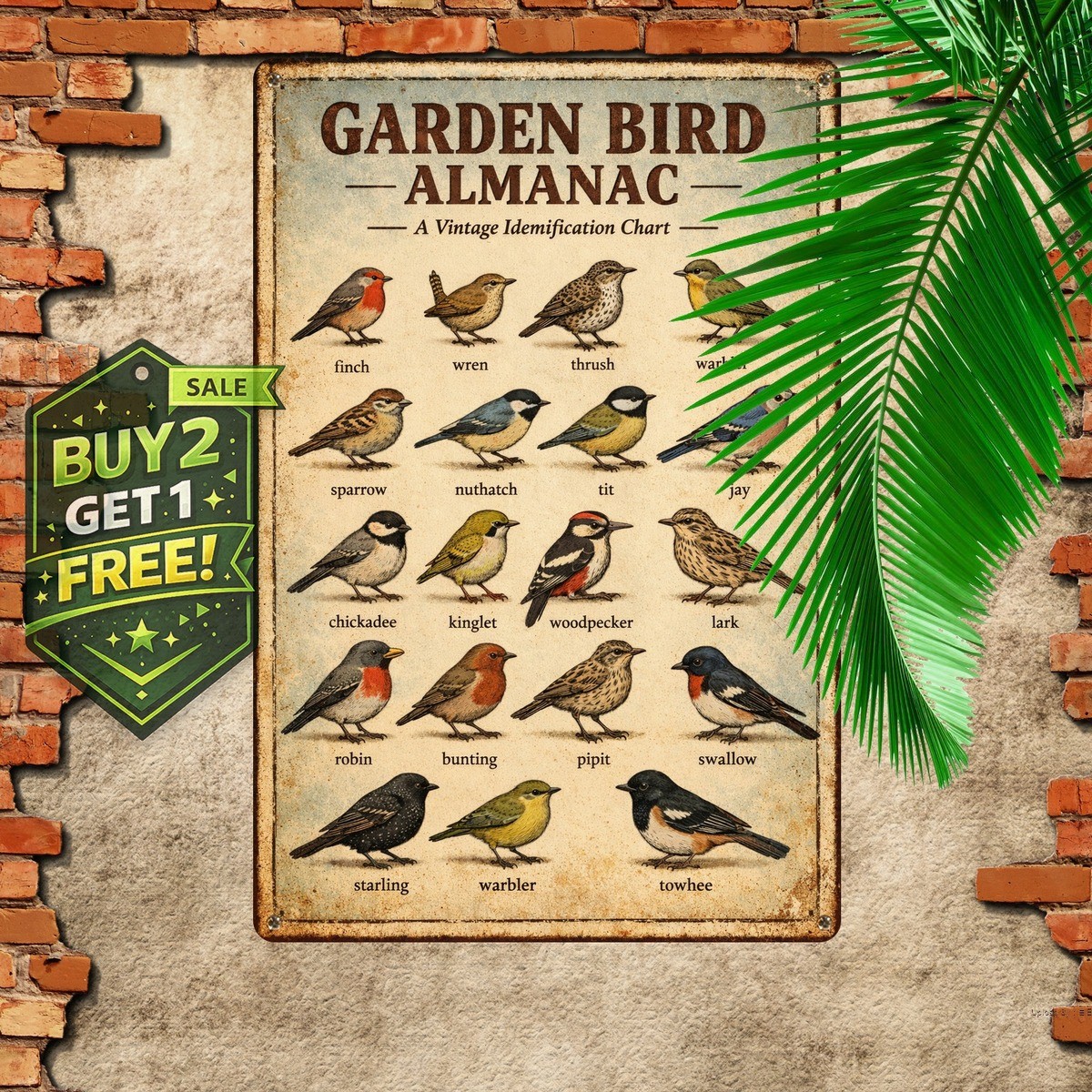 Backyard Bird Education Retro Metal Tin Sign 8x12 Vintage Science Wall Art