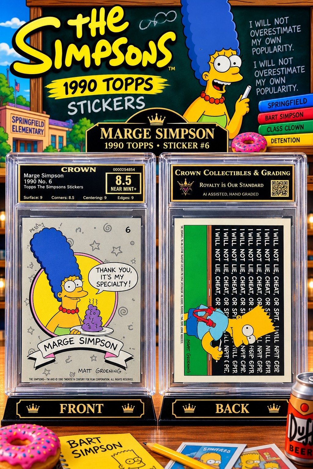 Topps 1990 The Simpsons Stickers #6 Marge Simpson Sticker Card Matt Groening