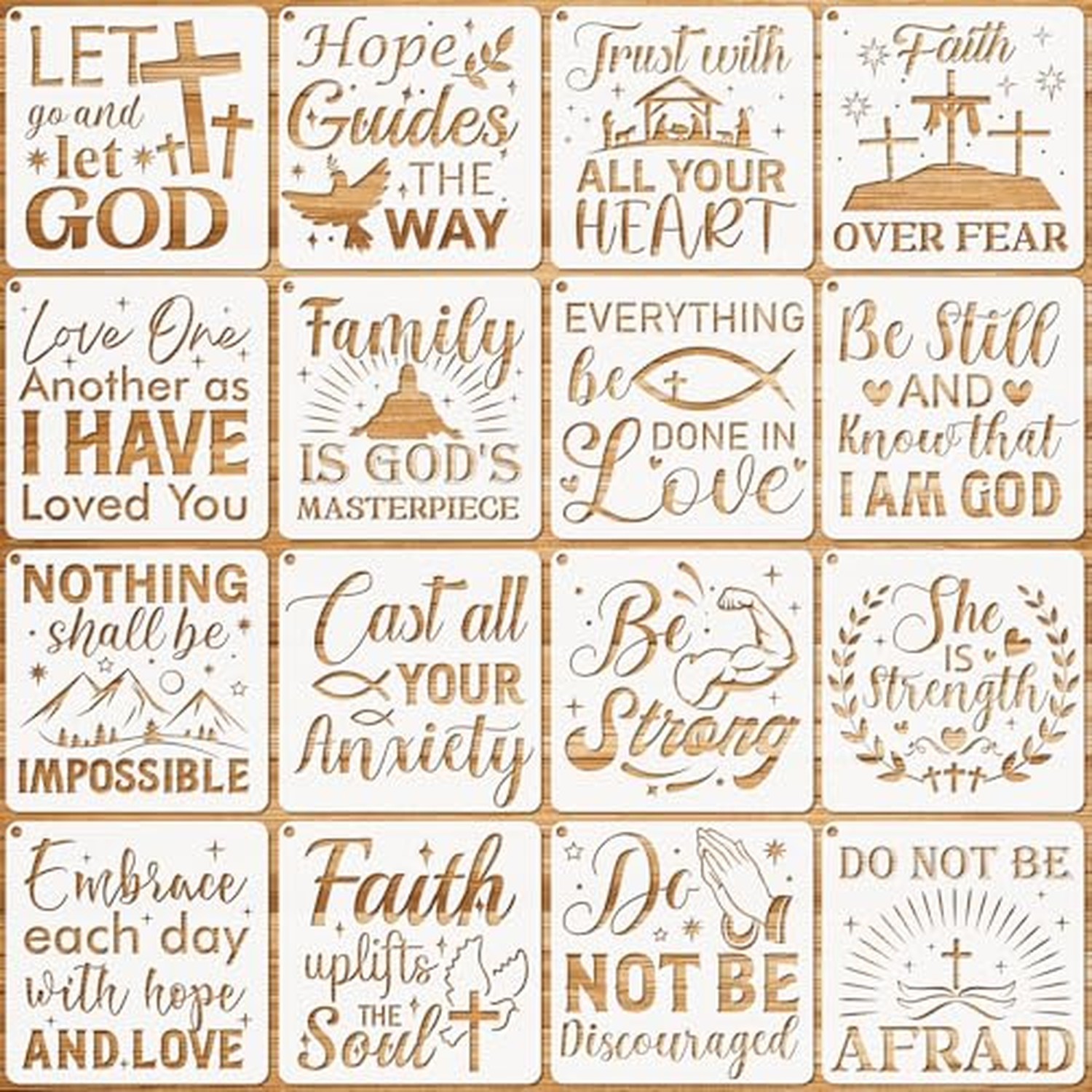 JSRQT 16Pcs Christian Inspirational Stencils, Bible Verse Motivational Quotes...