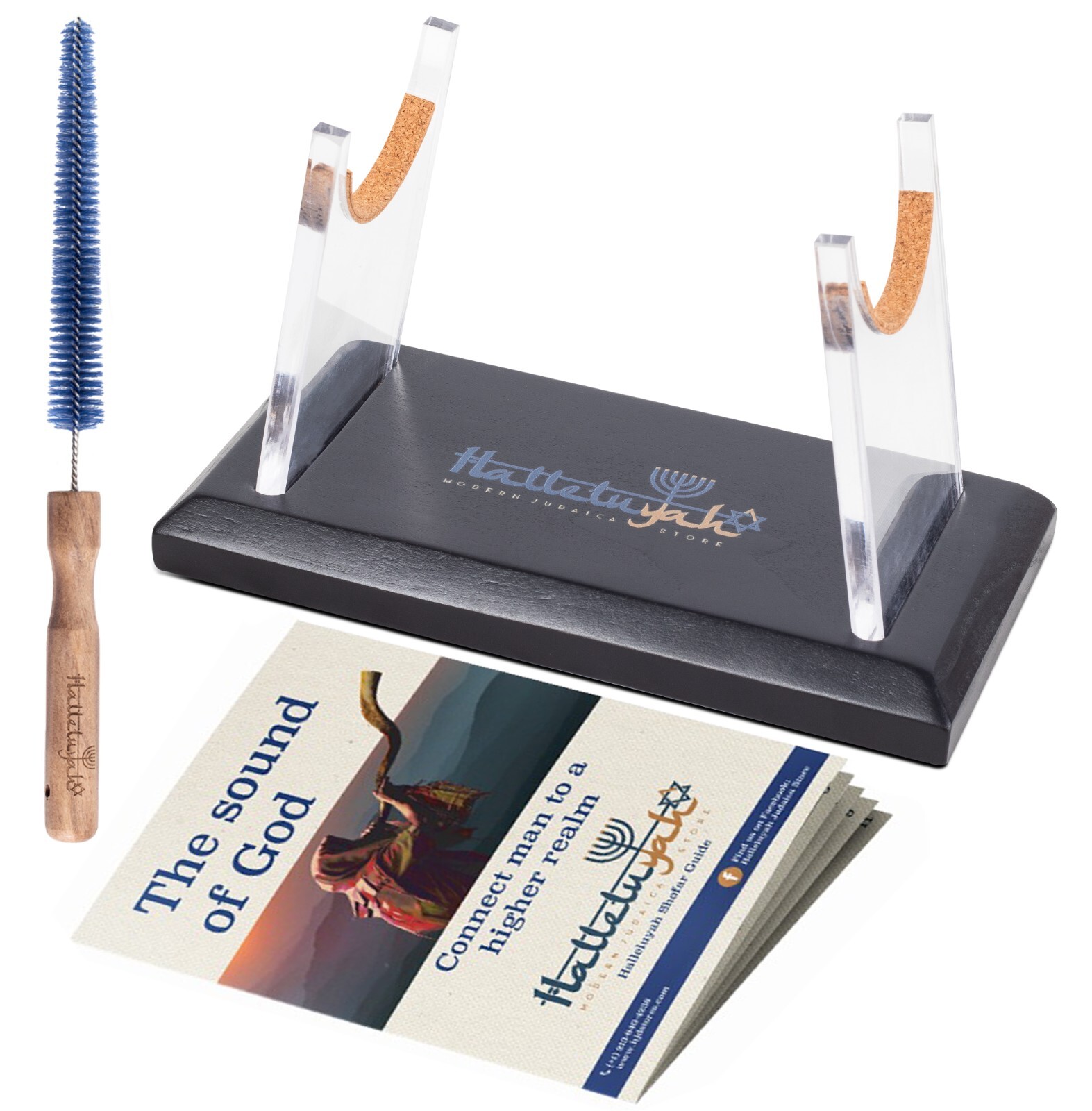 HalleluYAH Set of Ram Stand - Wood Stand, Blowing Guide, Cleaning Brush