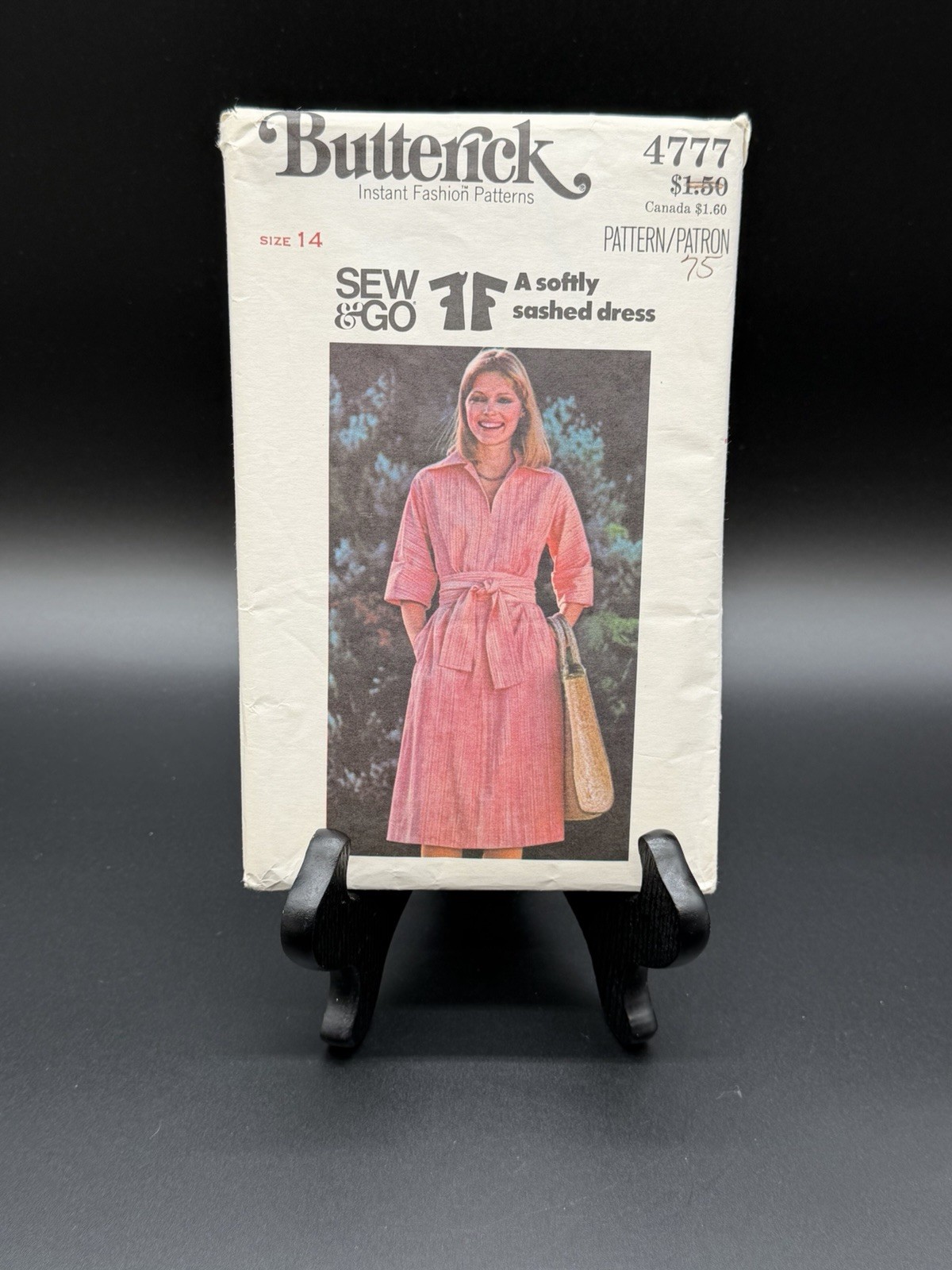 Vintage Butterick 4777 Dress Pattern Size 14 UNCUT Sew & Go 70s Sashed Dress