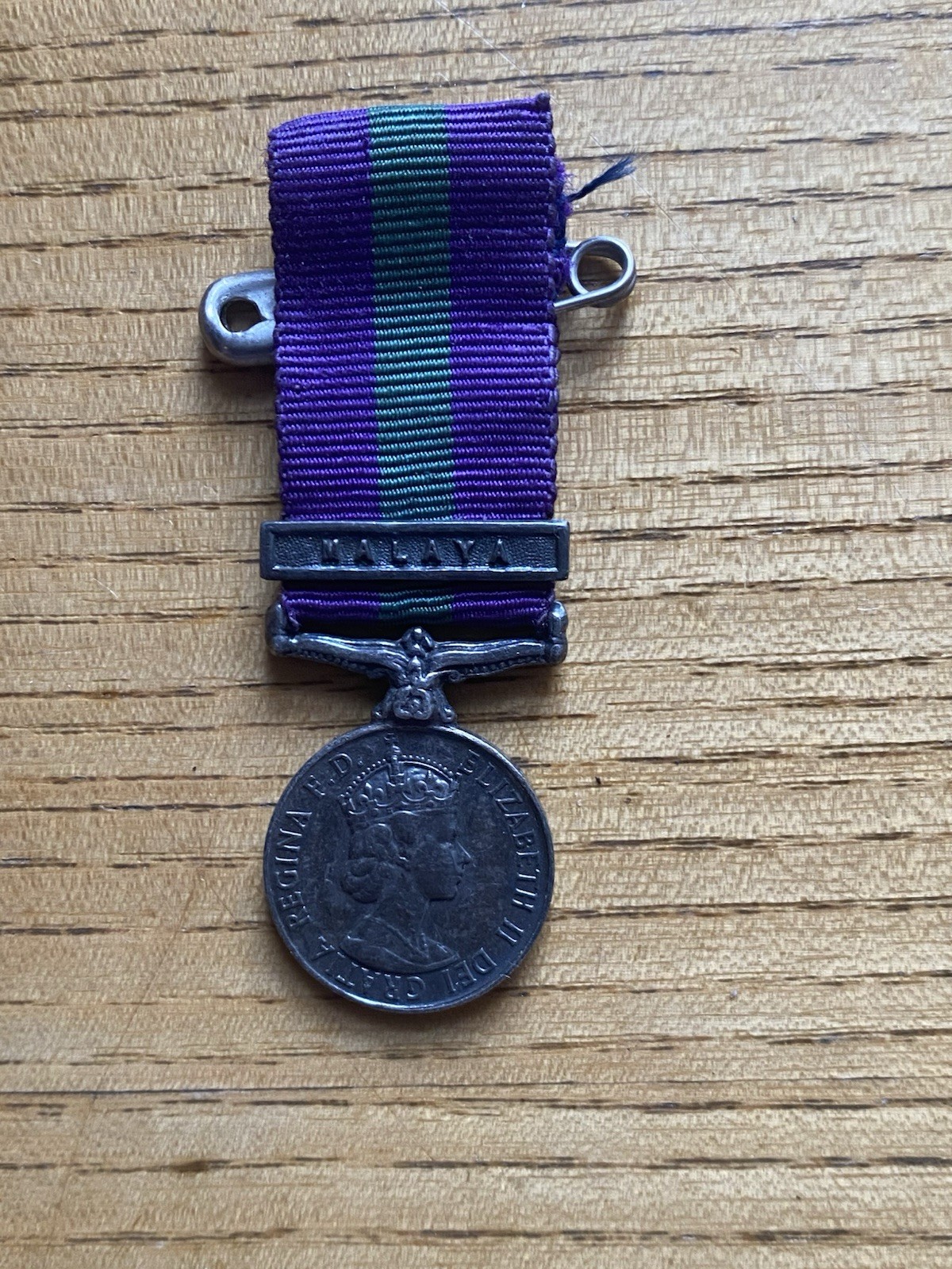 Miniature British 1918-62 General Service Medal With Ribbon.