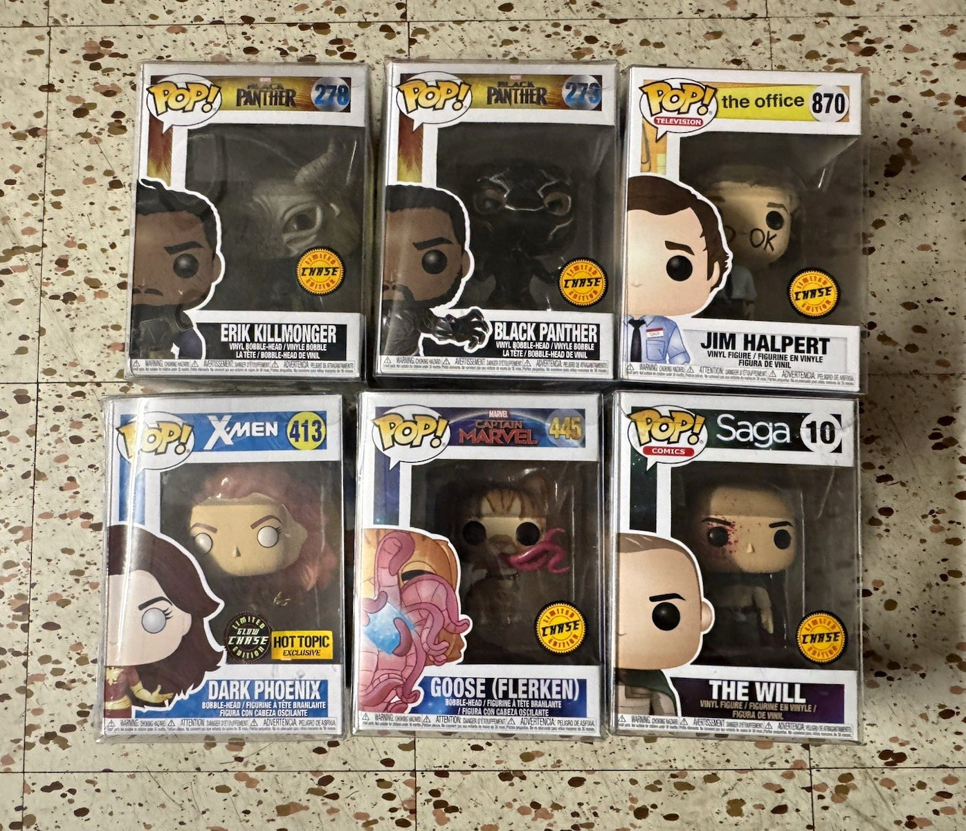 Funko Pop Chase Lot x6 Marvel The Office Saga Dark Phoenix Goose Killmonger 