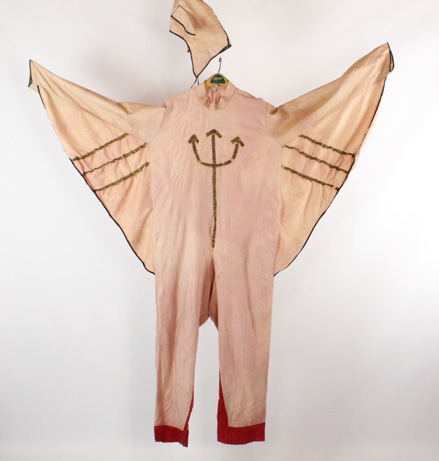 Antique 1910 1920 1930 Devil Imp Halloween Costume Winged Hooded Theater