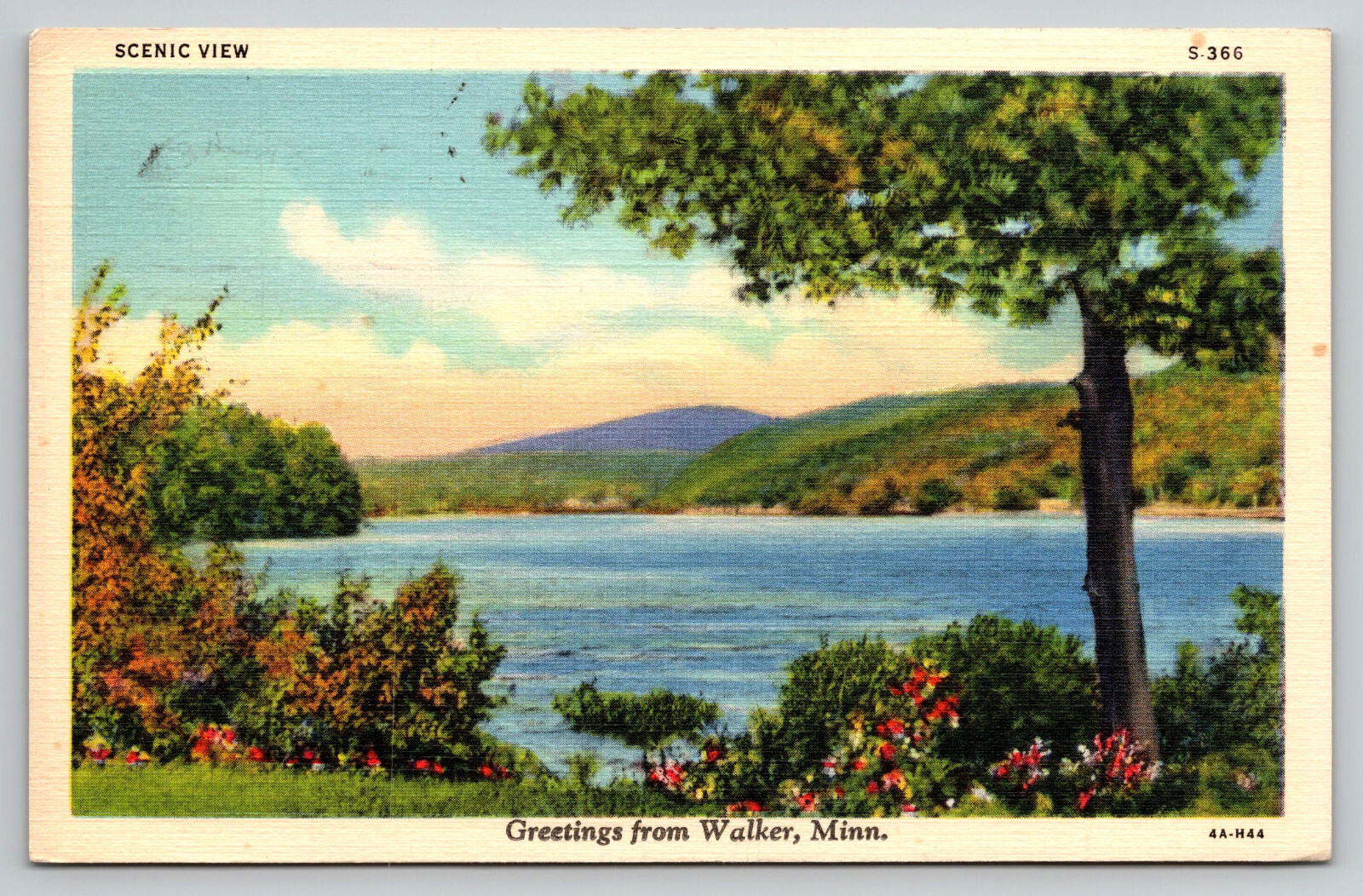 Walker Minnesota Scenic View Greetings Posted 1939 Linen Postcard