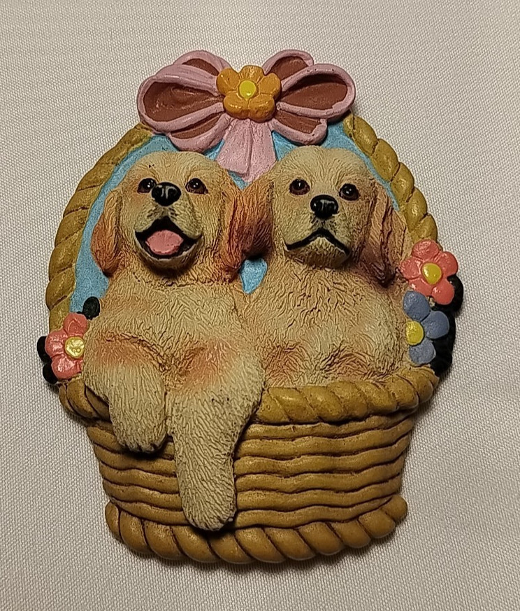 Golden Retriever Magnet Vintage Willabee And Ward Refrigerator Magnet Basket