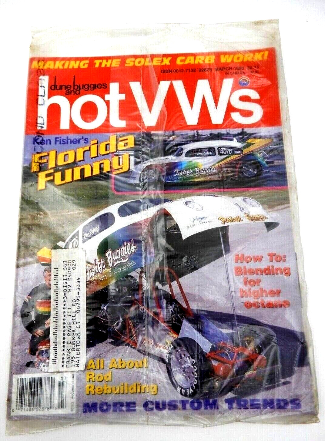 NEW, SEALED MARCH 1993 DUNE BUGGIES AND HOT VW'S MAGAZINE, SOLEX CARBS, FLORIDA