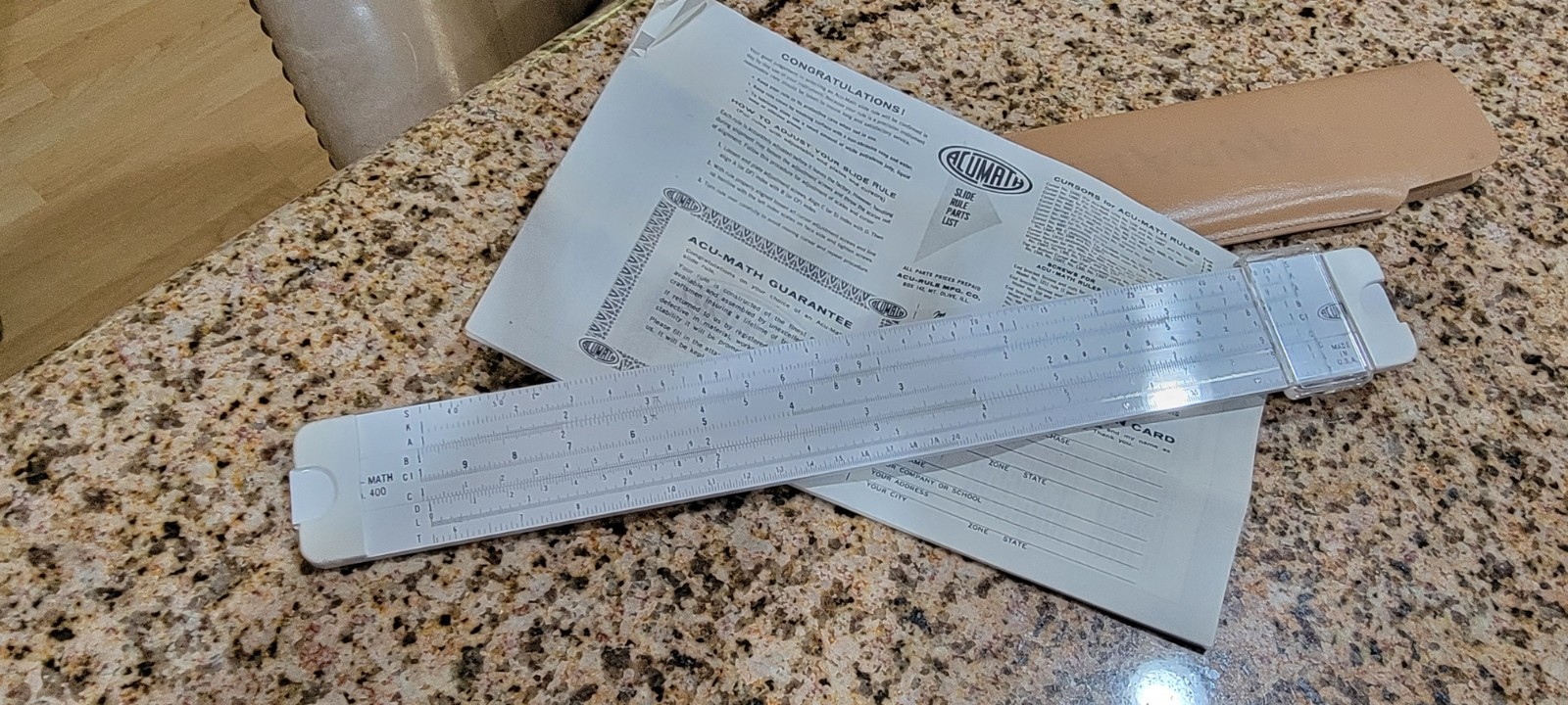 Vtg Mannheim Professional Slide Ruler ACU-MATH No 400 w/ Case USA & manual