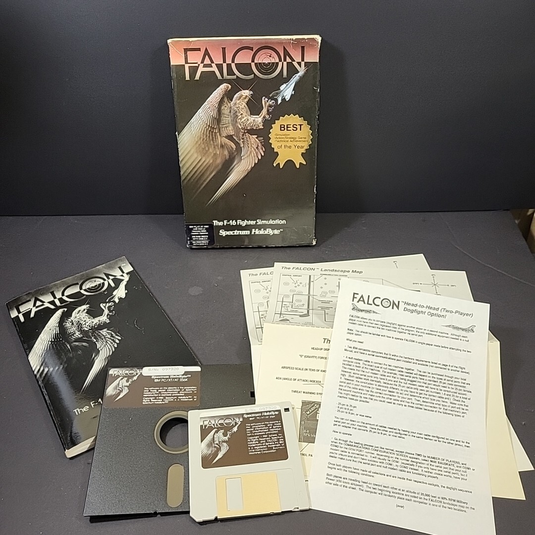 HoloByte Falcon AT F-16 Fighter Simulation Big Box IBM PC on 3.5