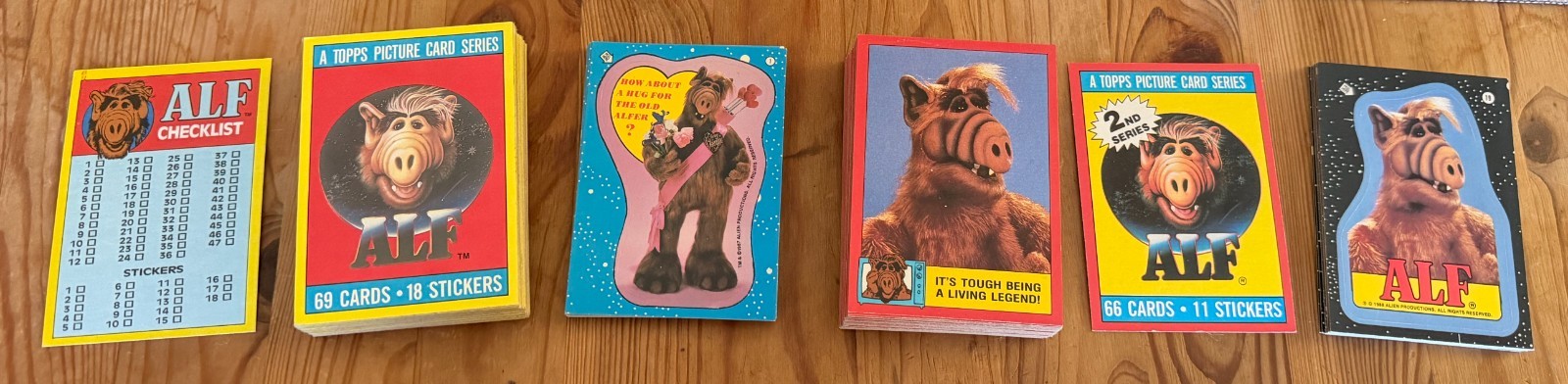 1987 Topps - ALF Series 1 & 2 complete sets (91 cards & 29 stickers) No Bouilla