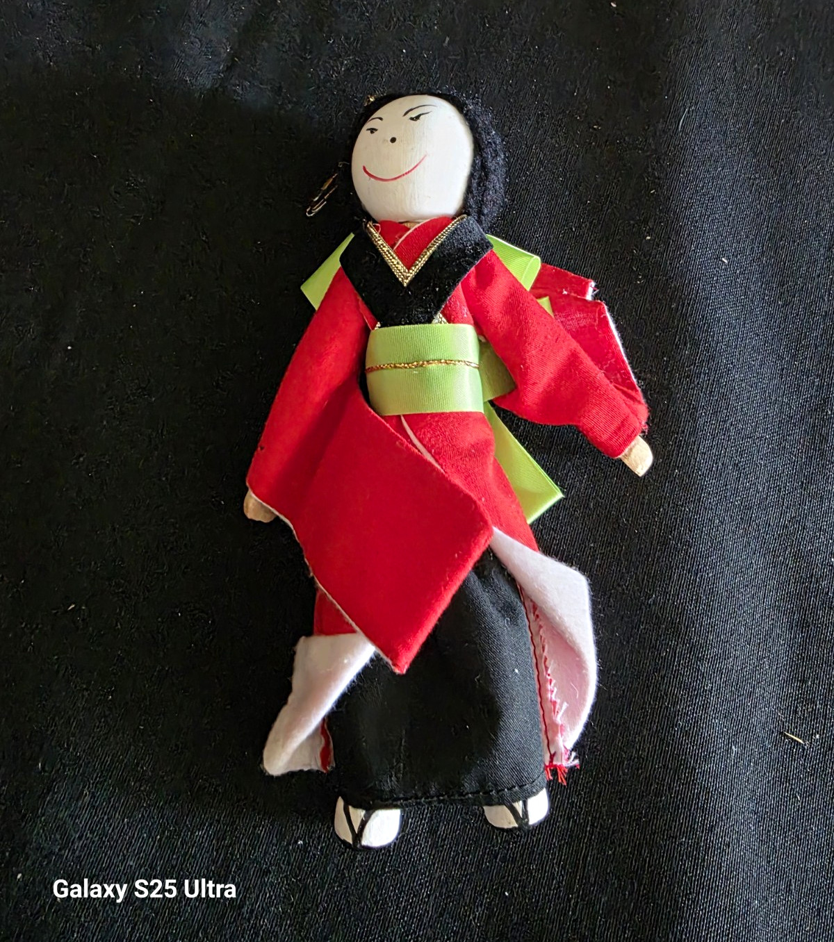 Vintage Japanese Clothespin Doll Handmade Kimono Geisha Folk Art Kokeshi Figure
