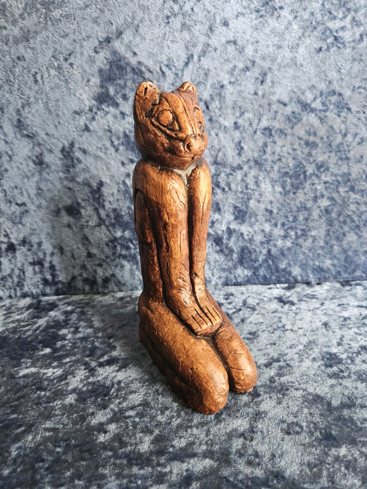 Vtg 1996 Key Marco Cat Replica Sculpture by Ann McNichols Calusa Panther Signed