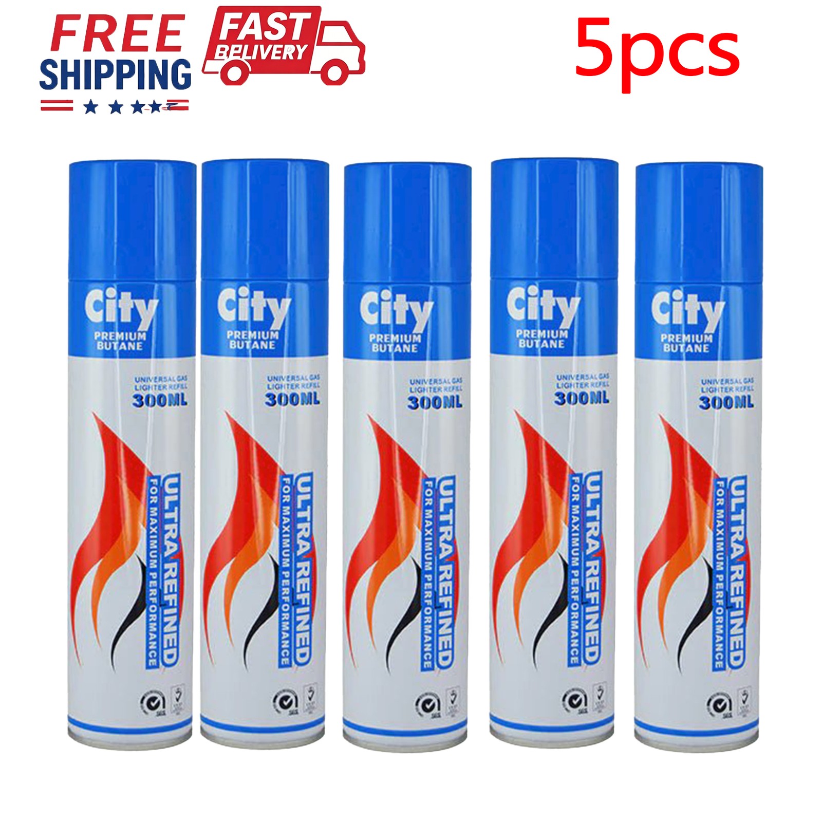 Butane Gas Refill – 1/3/5 Cans, 7X 300ml, with Nozzle Adapter
