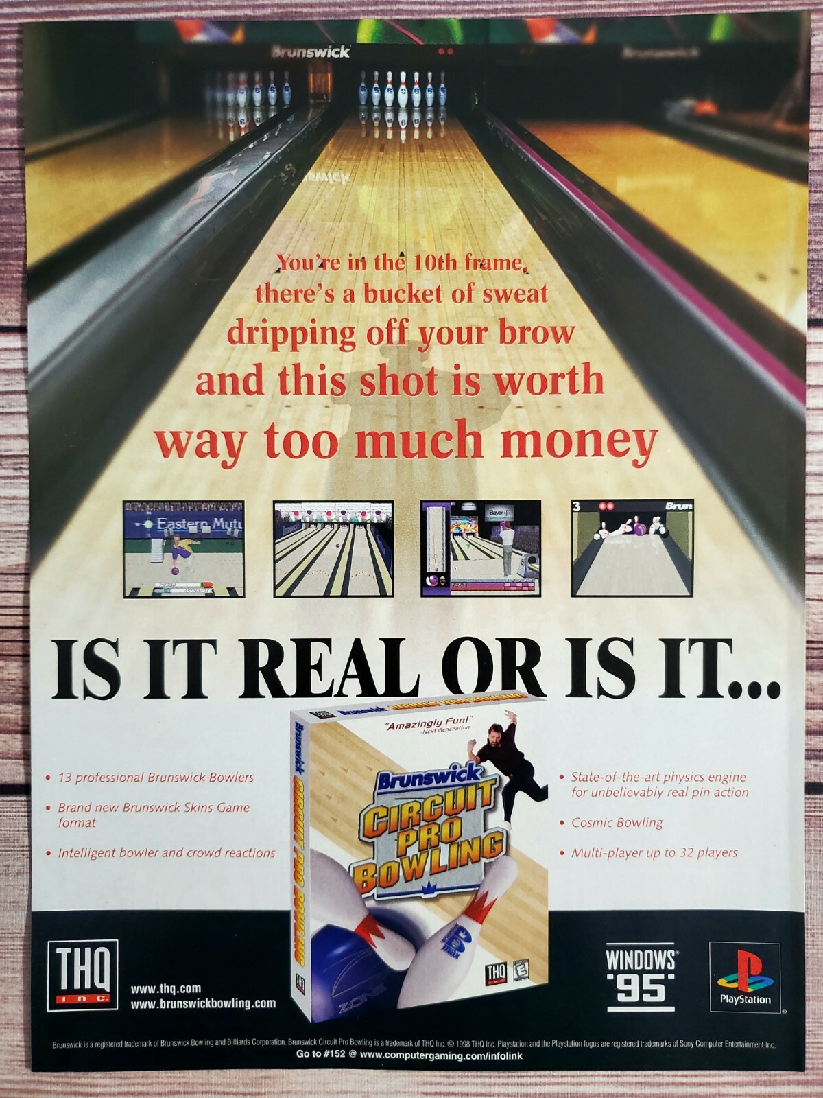 Brunswick Circuit Pro Bowling Playstation 1 PS1 PC Promo Ad Art Print Poster