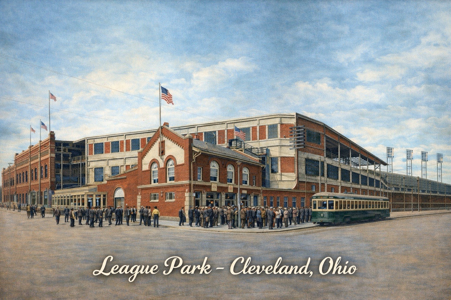MODERN Postcard - League Park – Cleveland, Ohio Baseball Stadium A308